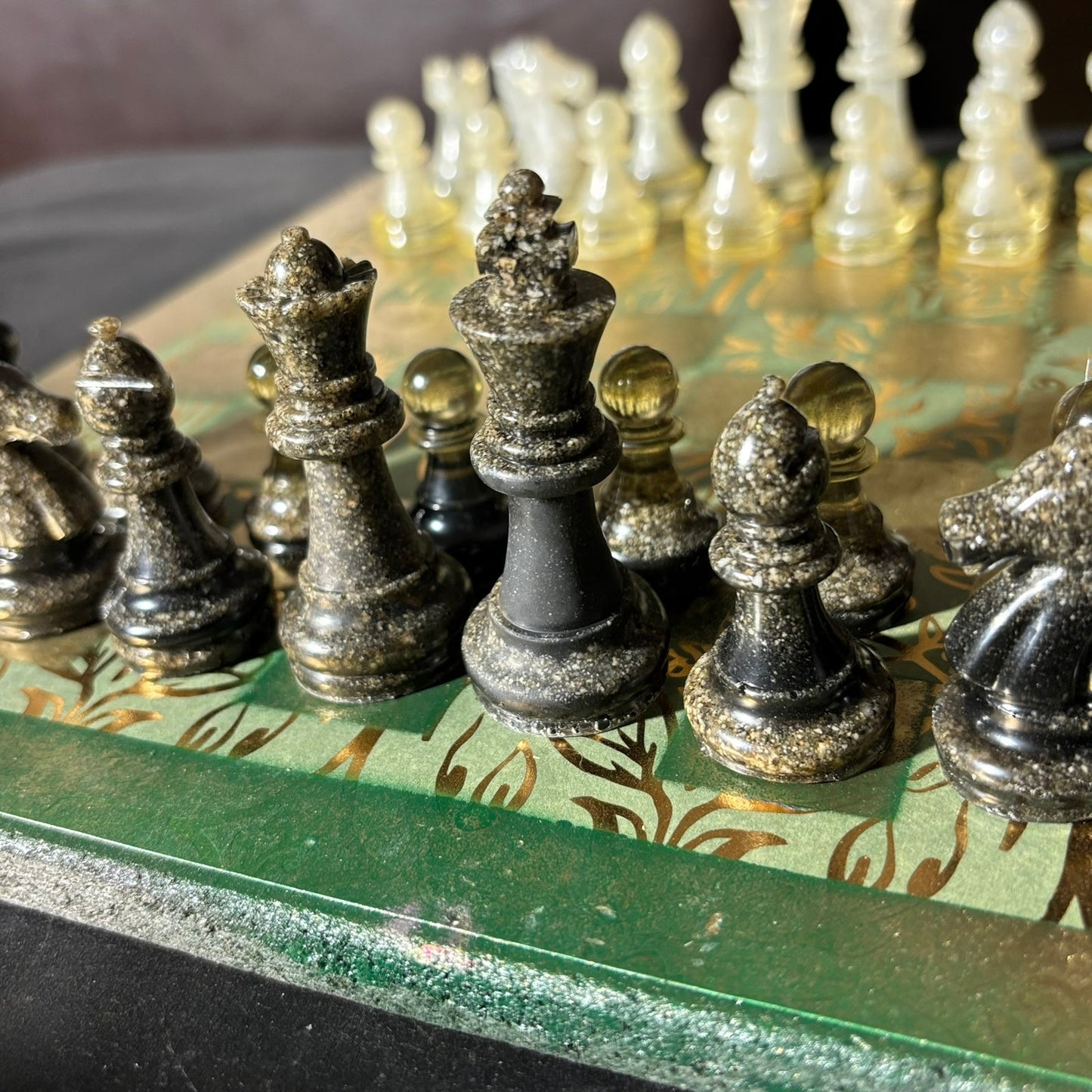 Golden Green Vintage - Scrapbook Chess Set