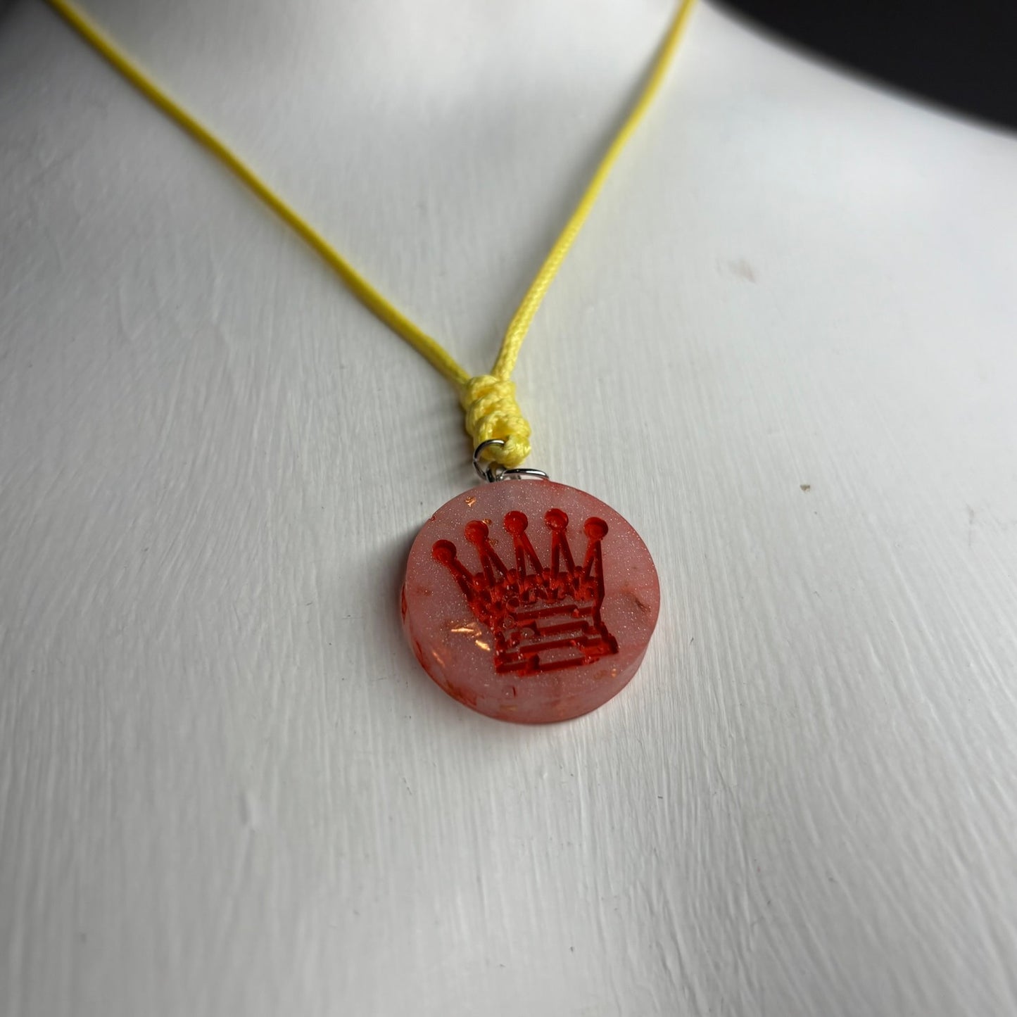 Cosmic Red Queen - Handmade Resin Chess Necklace
