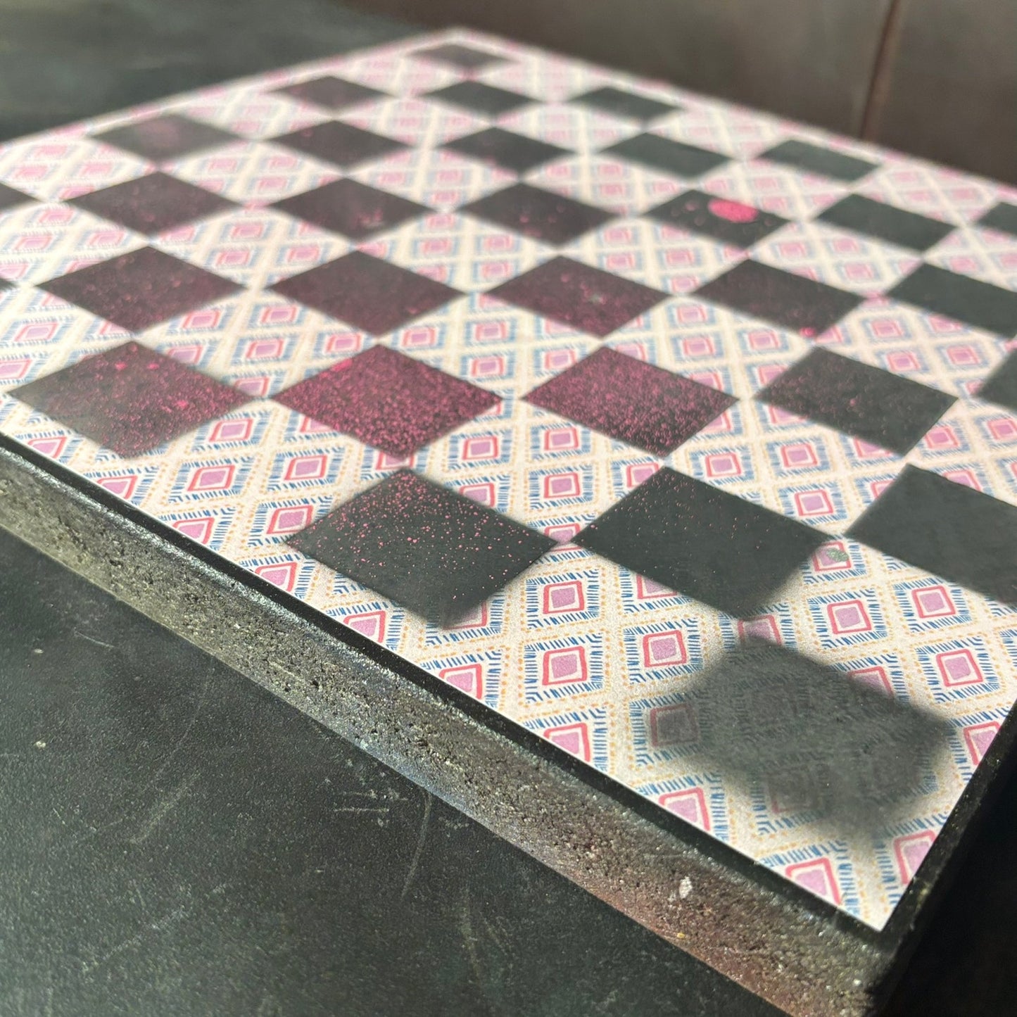 Light Pink & Blue - Scrapbook Chess Board