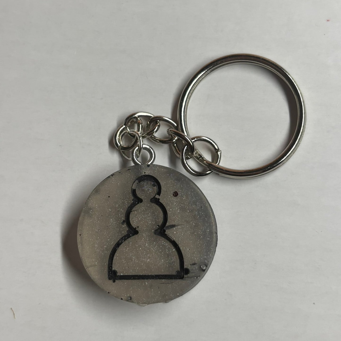 Silver Black Pawn - Handmade Resin Keychain