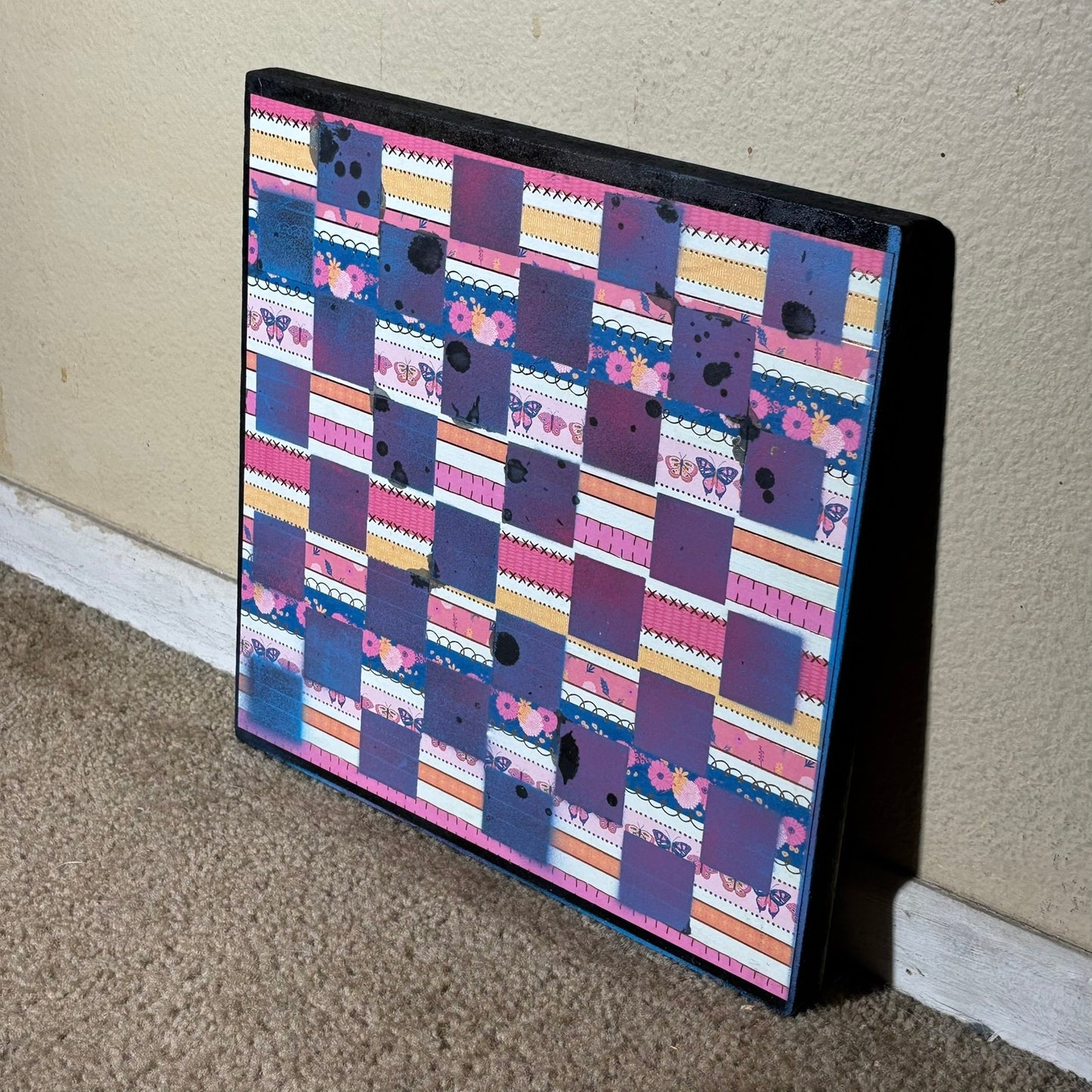 Pink Blue Butterfly - Scrapbook Chess Board