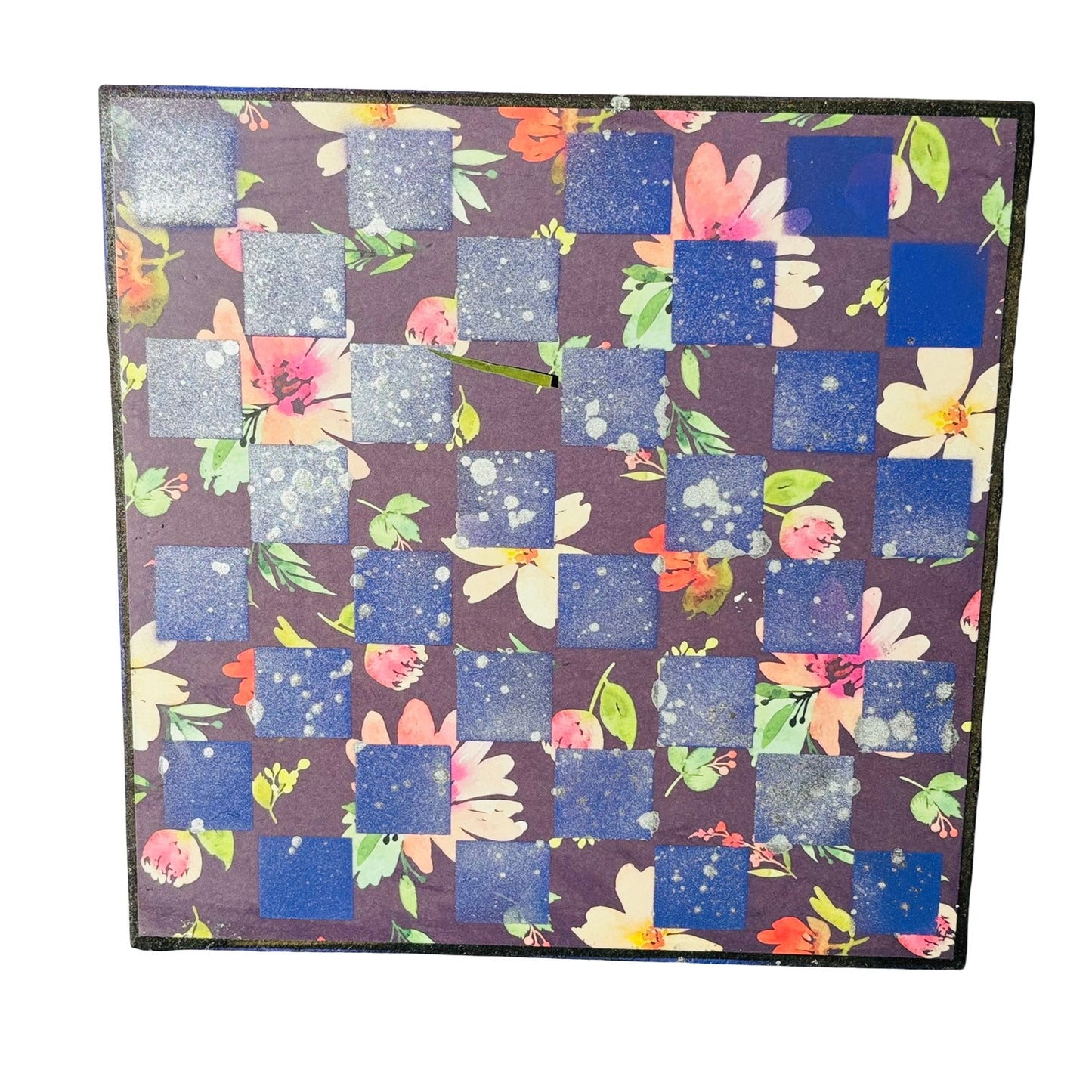 Purple Flush Flowers - Scrapbook Chess Board