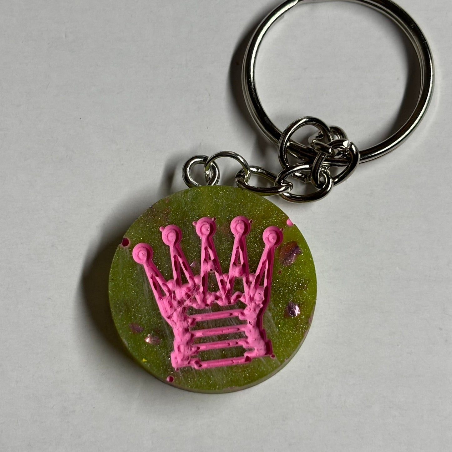 Green Pink Queen - Handmade Resin Keychain