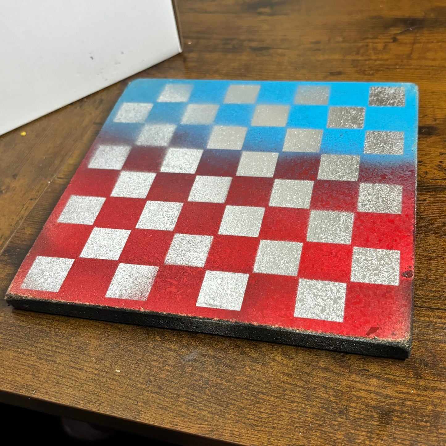 Blue & Red Chrome - Painted Double Sided Chess Board