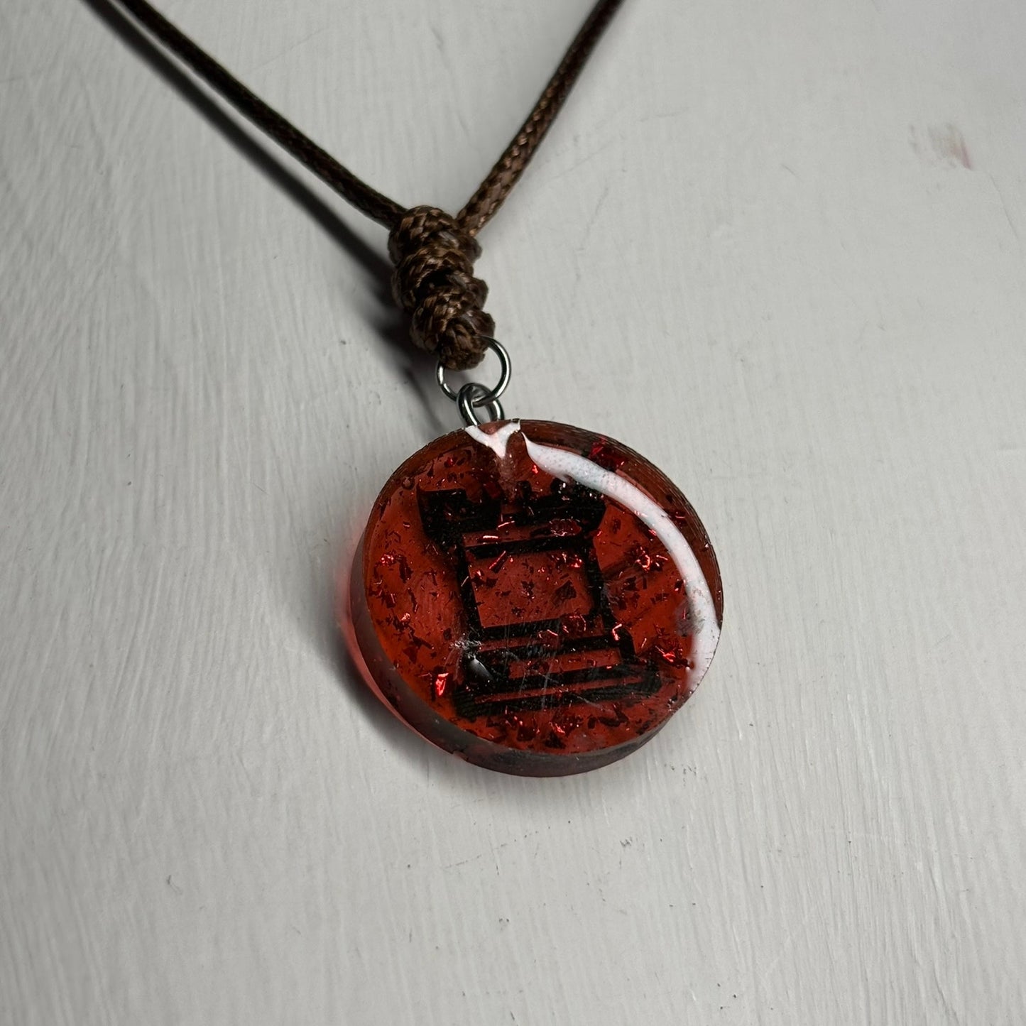 Crystal Red Rook - Handmade Resin Chess Necklace