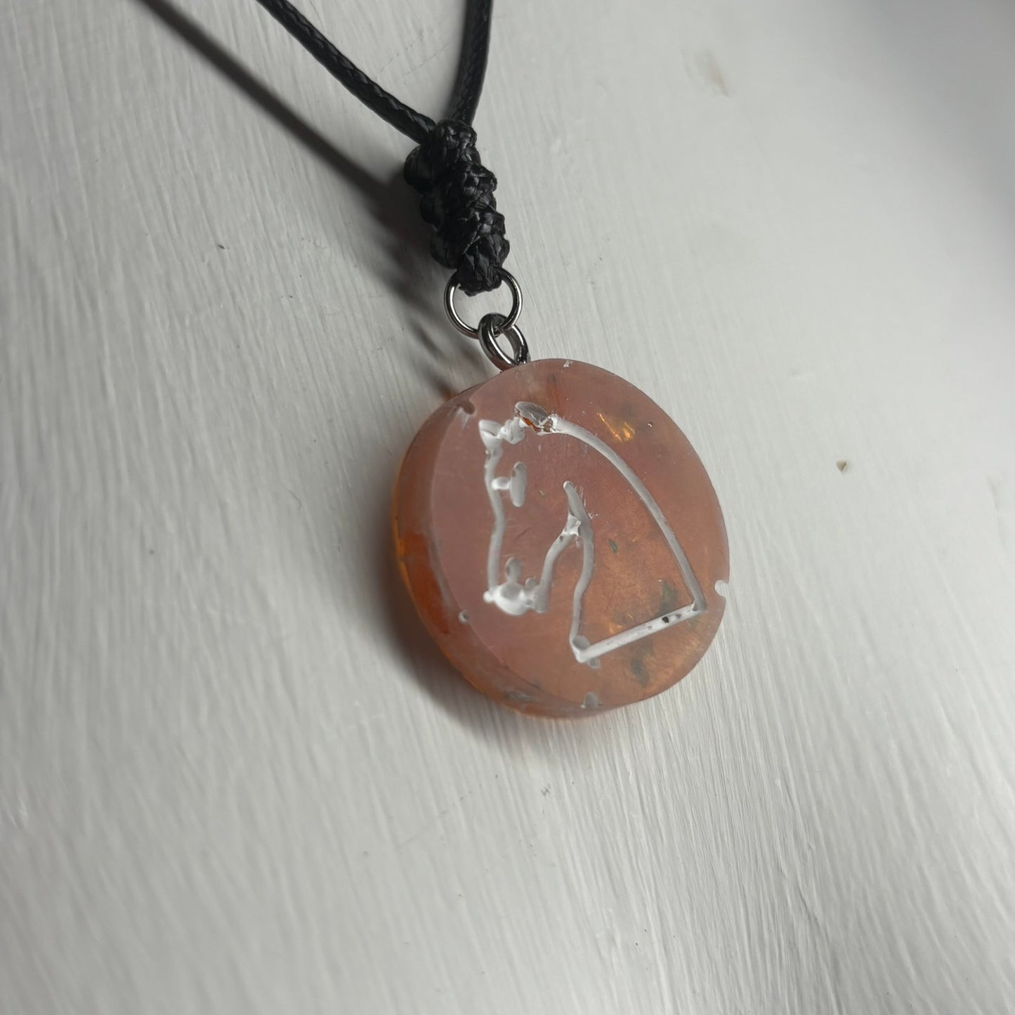 Orange Knight - Handmade Resin Chess Necklace