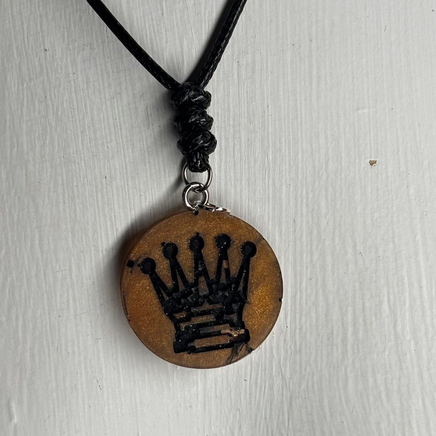 Amber Orange Queen - Handmade Resin Chess Necklace