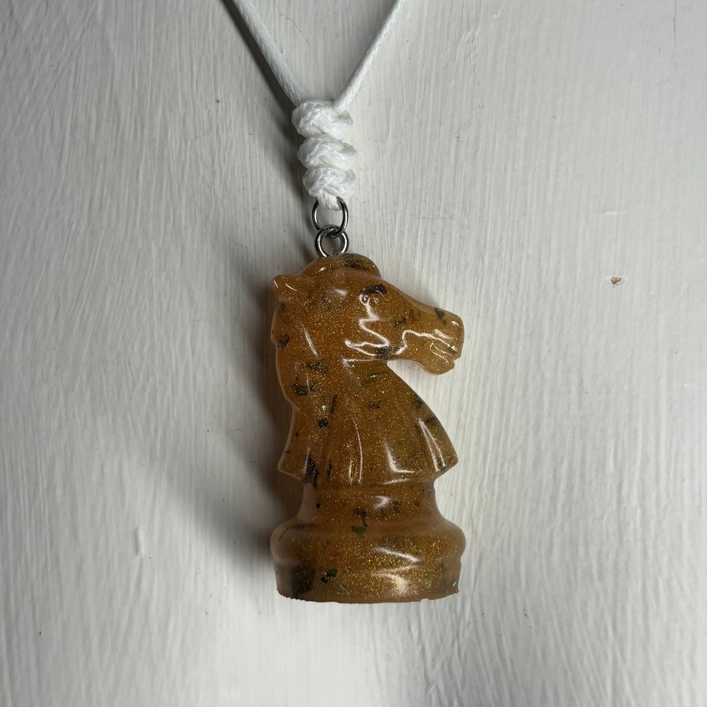 Spotted Yellow Knight - Handmade Resin Chess Necklace