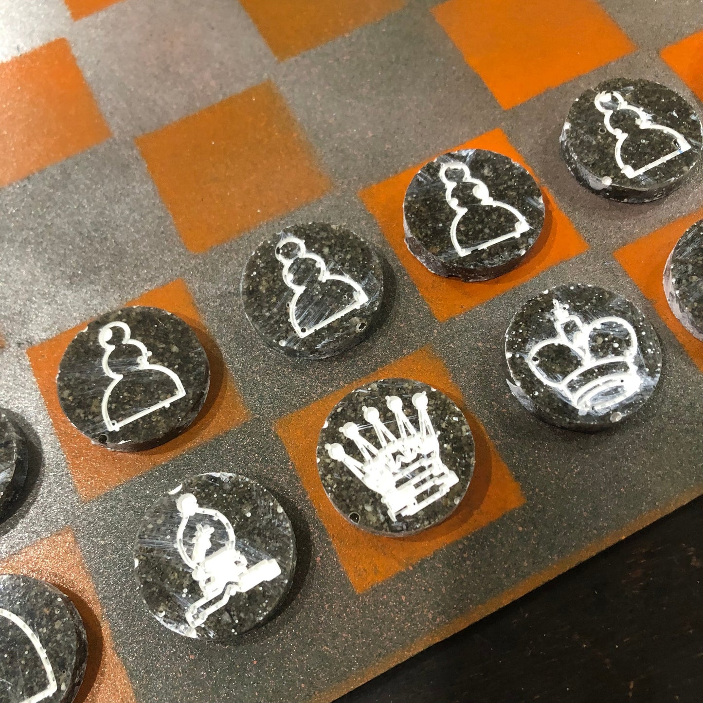 Rustic Orange - Painted Chess Set