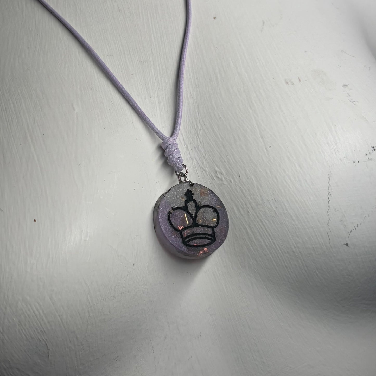 Purple Crystal King - Handmade Resin Chess Necklace