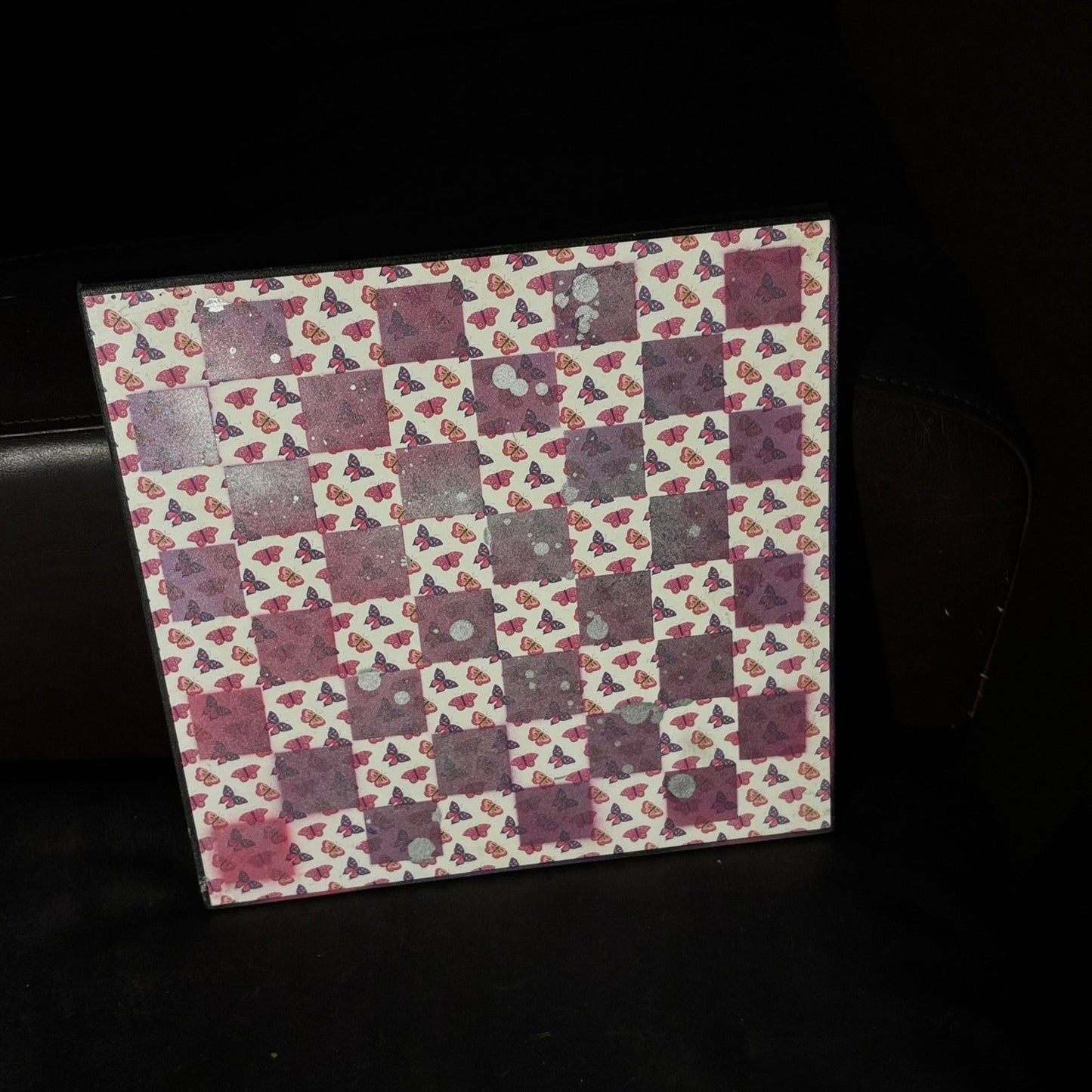 Pink Butterflies - Scrapbook Chess Board