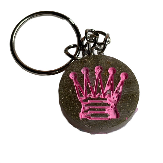 Pink Lining Queen - Handmade Resin Keychain - Flat Edition