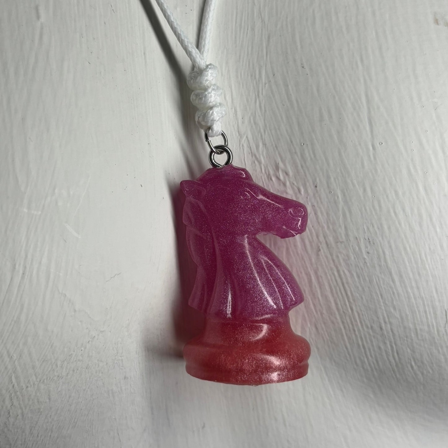 Pink Mixed Knight - Handmade Resin Chess Necklace