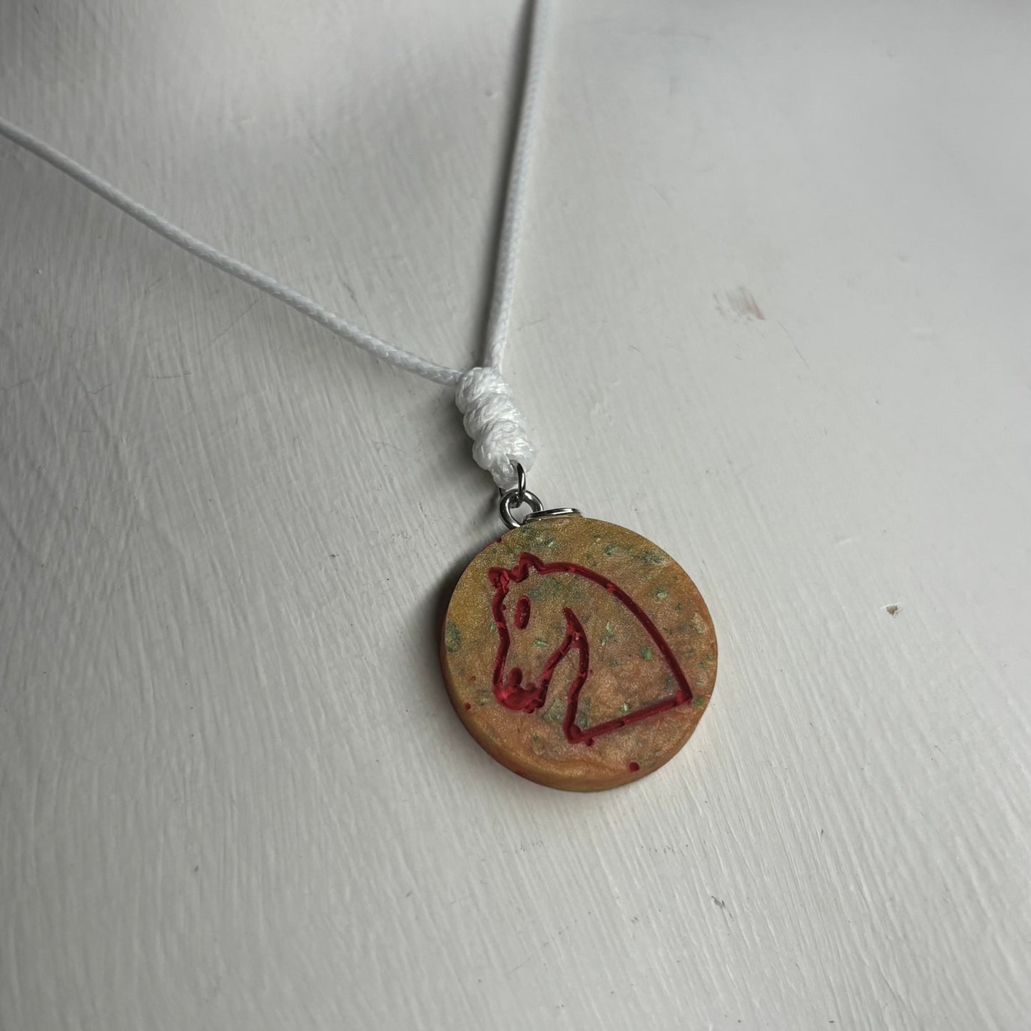 Vintage Knight - Handmade Resin Chess Necklace