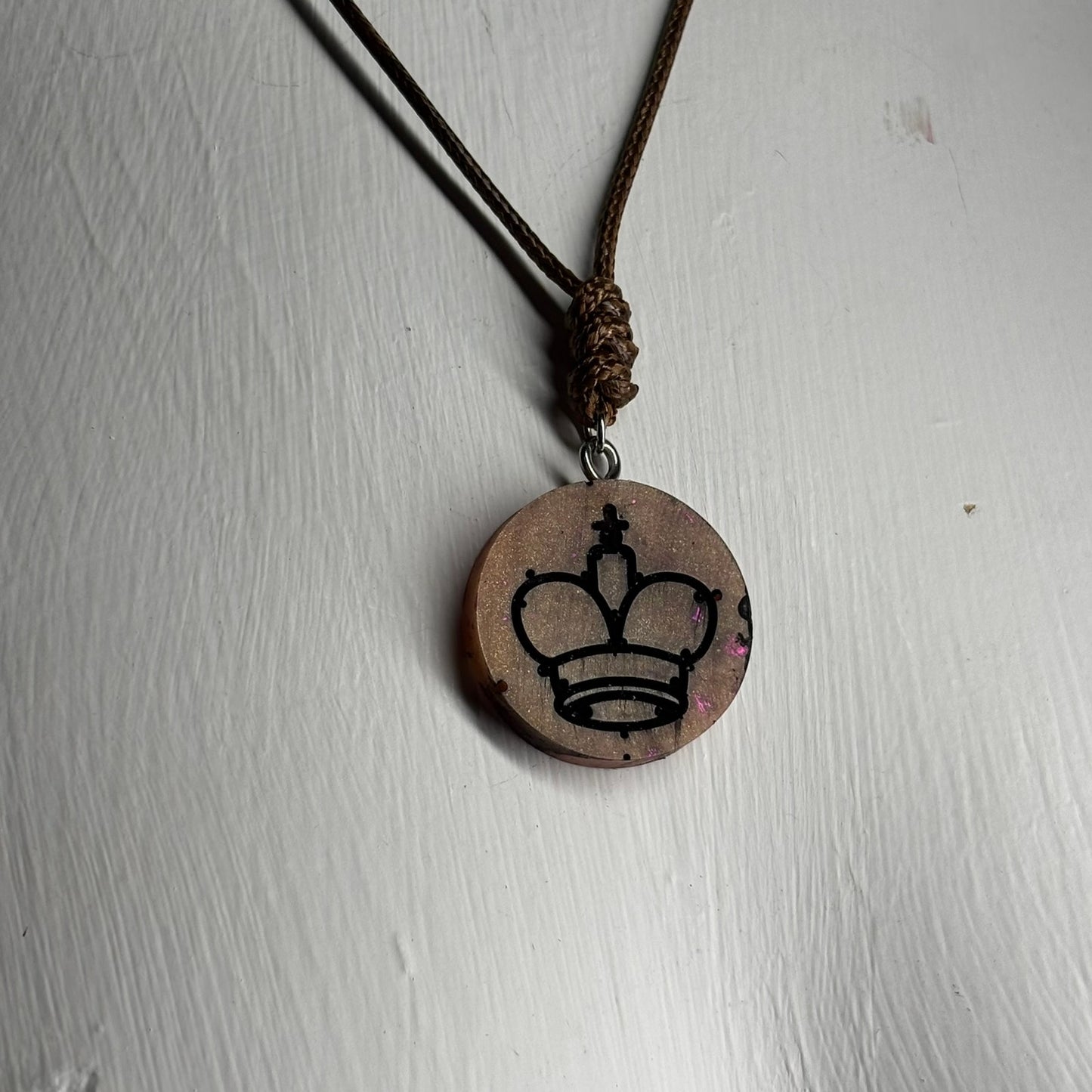Beautiful Brown King - Handmade Resin Chess Necklace