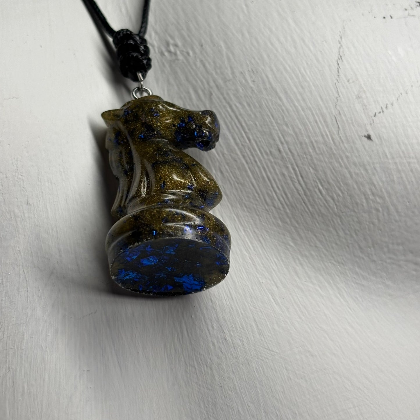 Dark Green Knight - Handmade Resin Chess Necklace