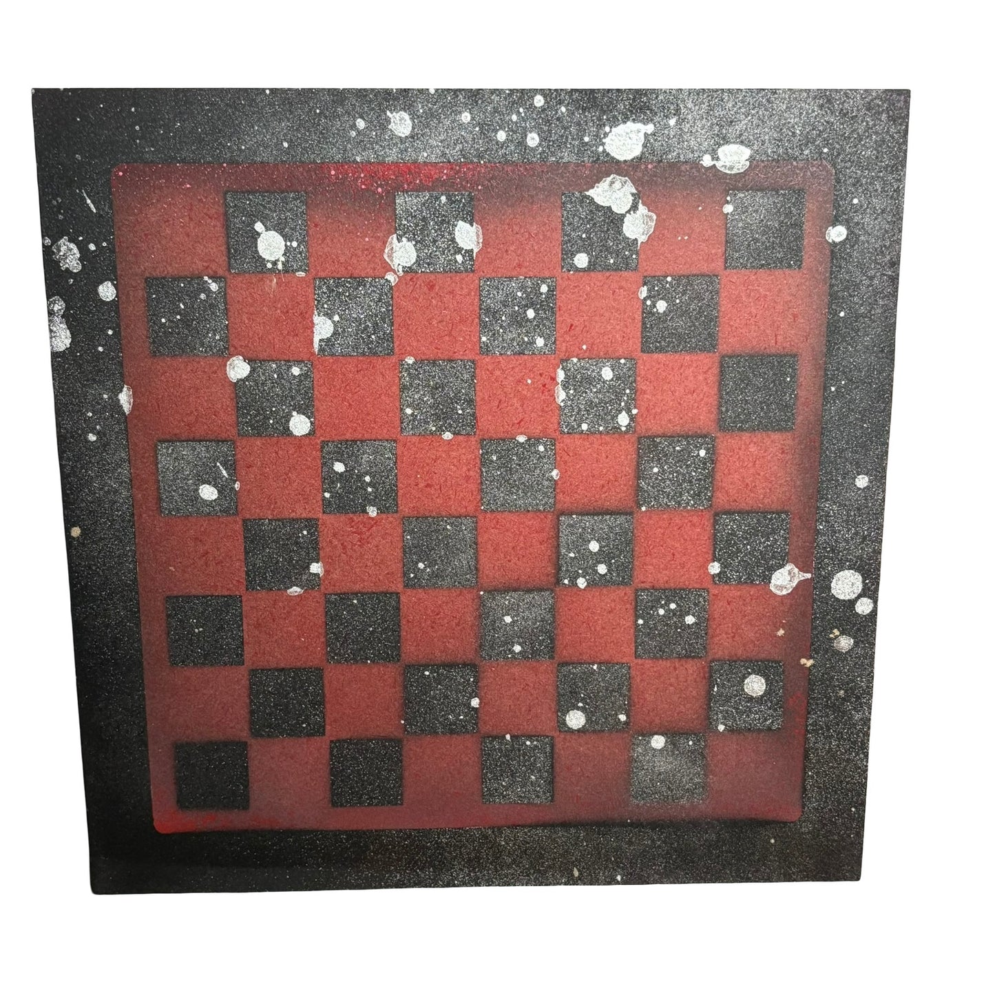 Chrome Red & Black - Painted Chess Board