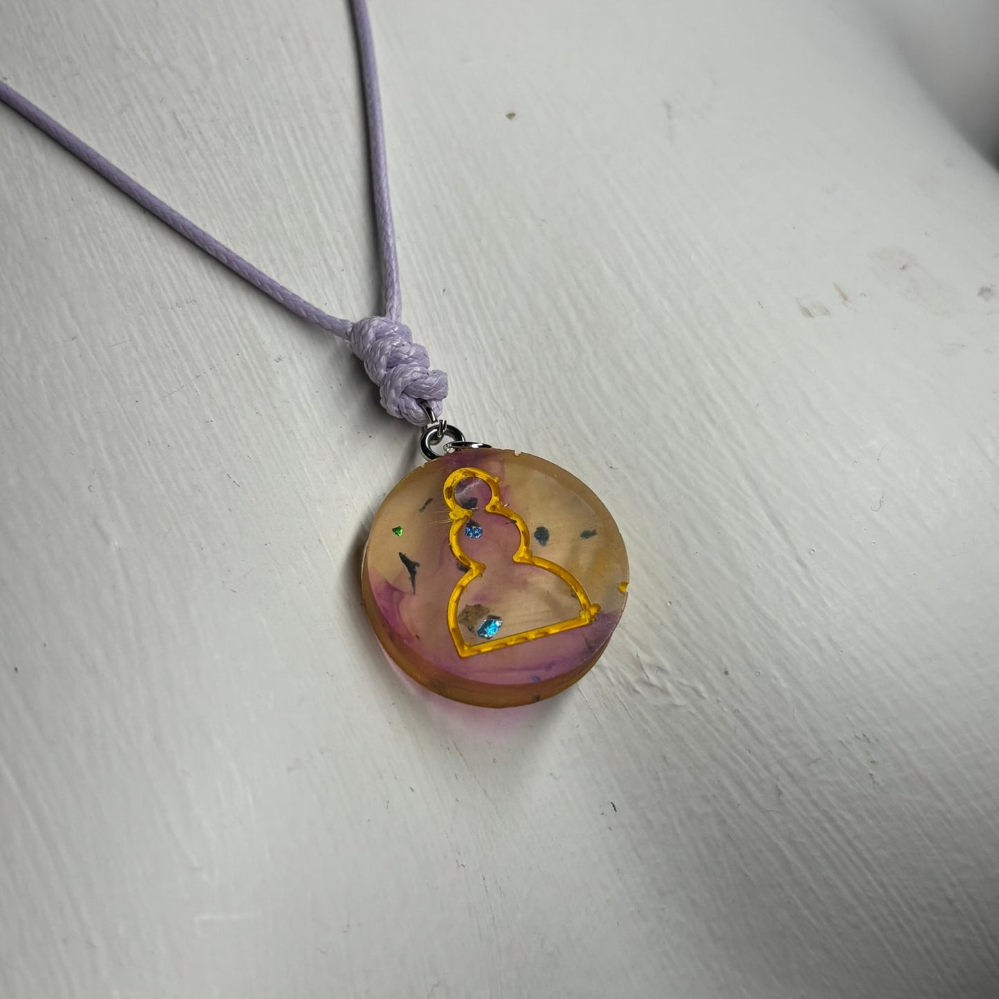 Cosmic Purple Pawn - Handmade Resin Chess Necklace
