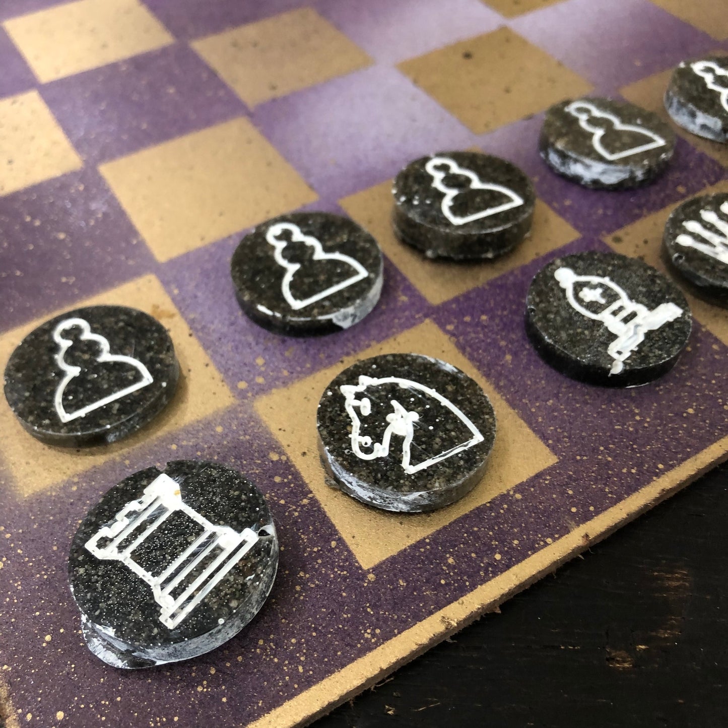 Purple Gold - Painted Chess Set