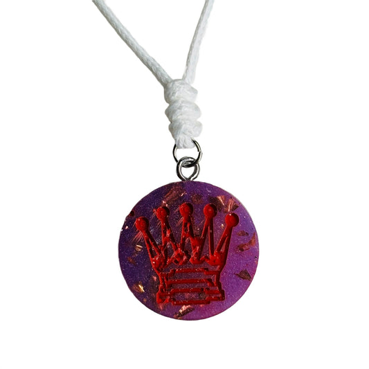 Royalty Purple Red Queen - Handmade Resin Chess Necklace