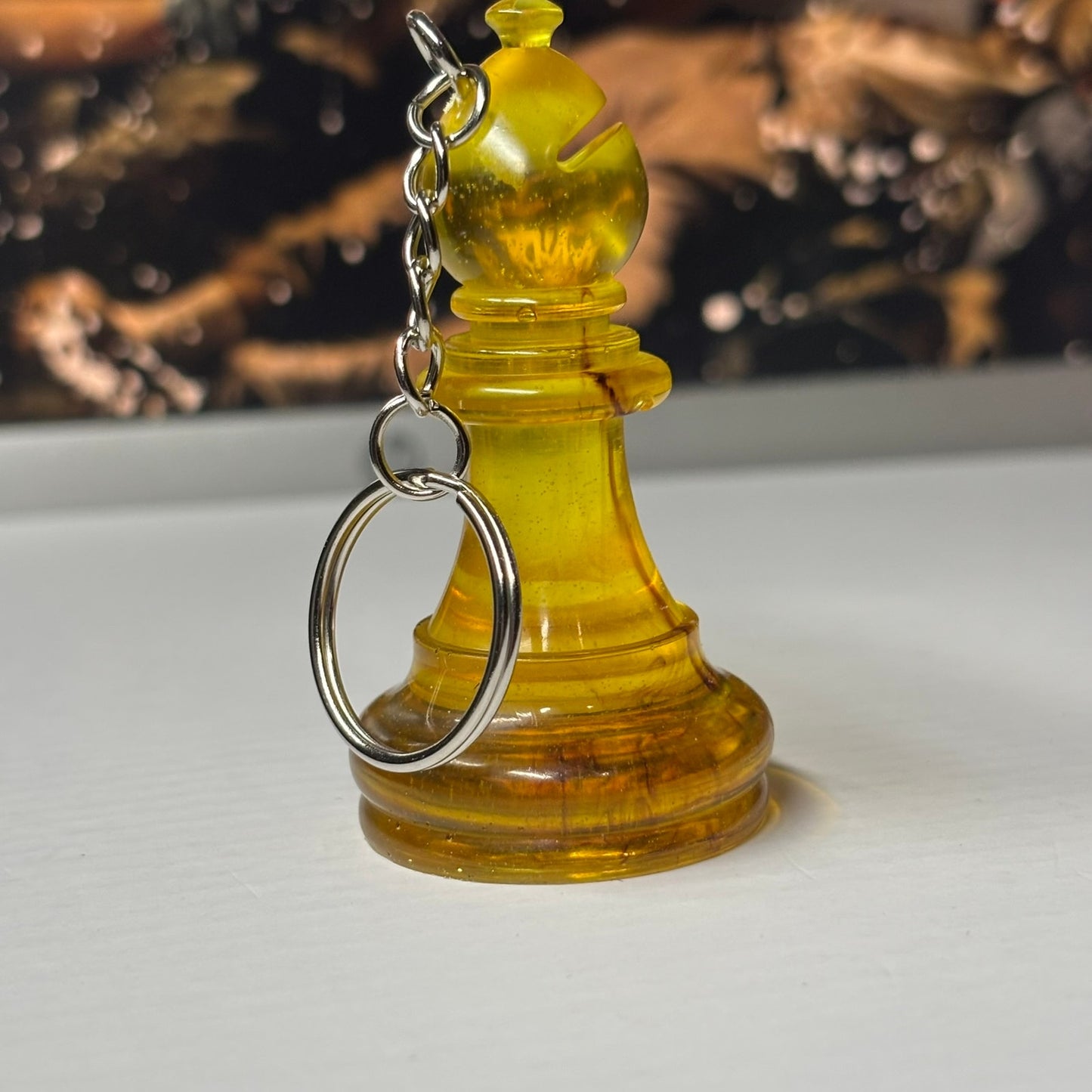 Translucent Yellow Bishop - Handmade Resin Keychain - Large Edition