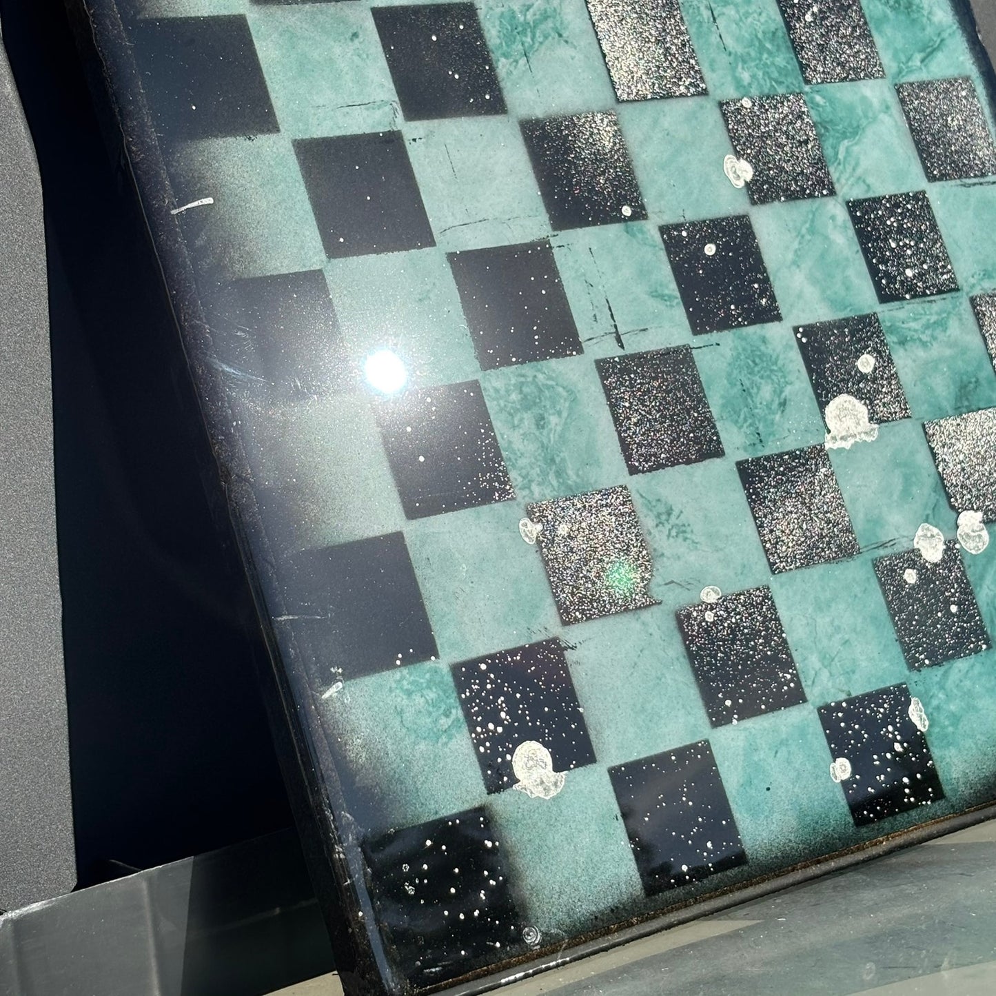 Green Emerald - Resin Coated Chess Board
