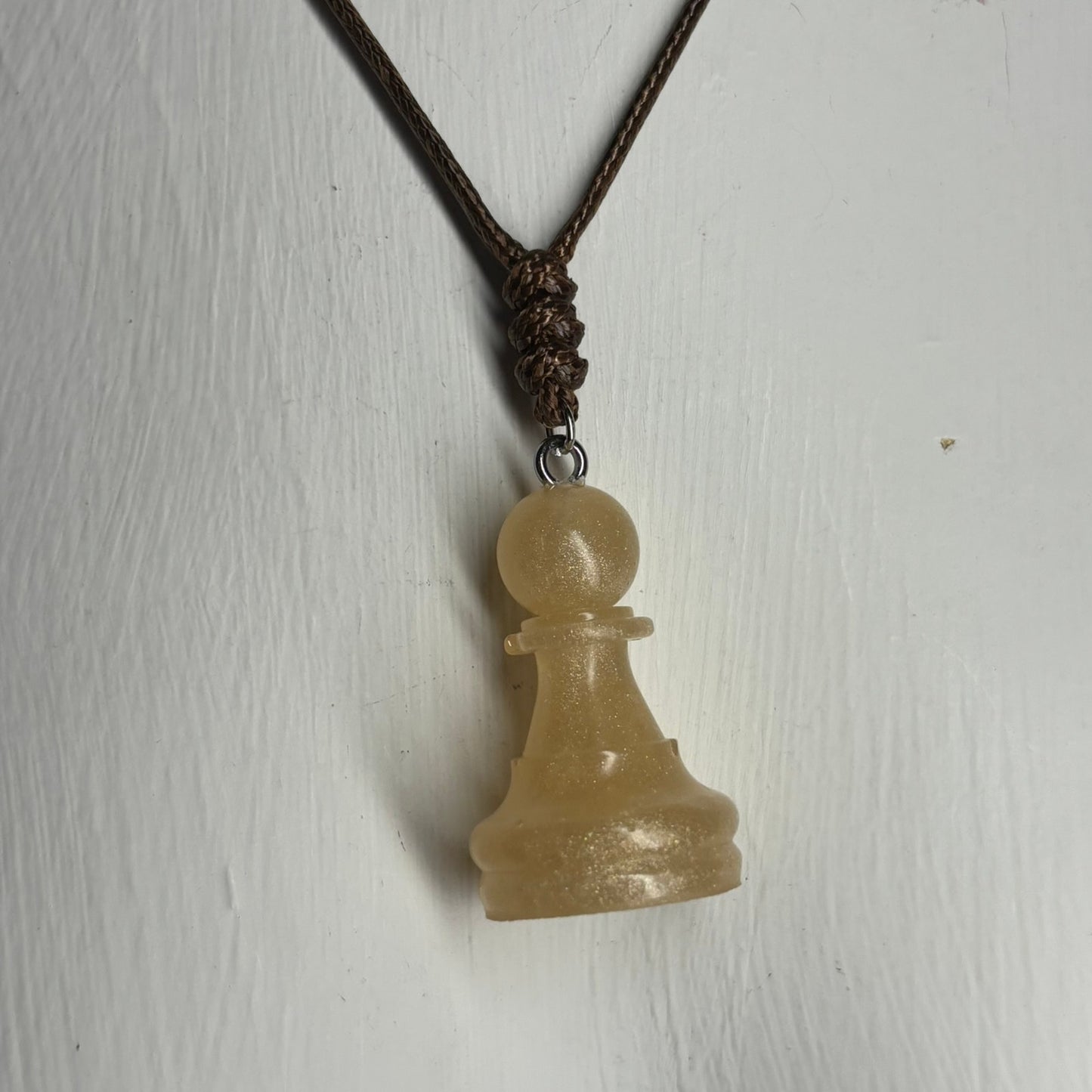 Vintage Yellow Pawn- Handmade Resin Chess Necklace