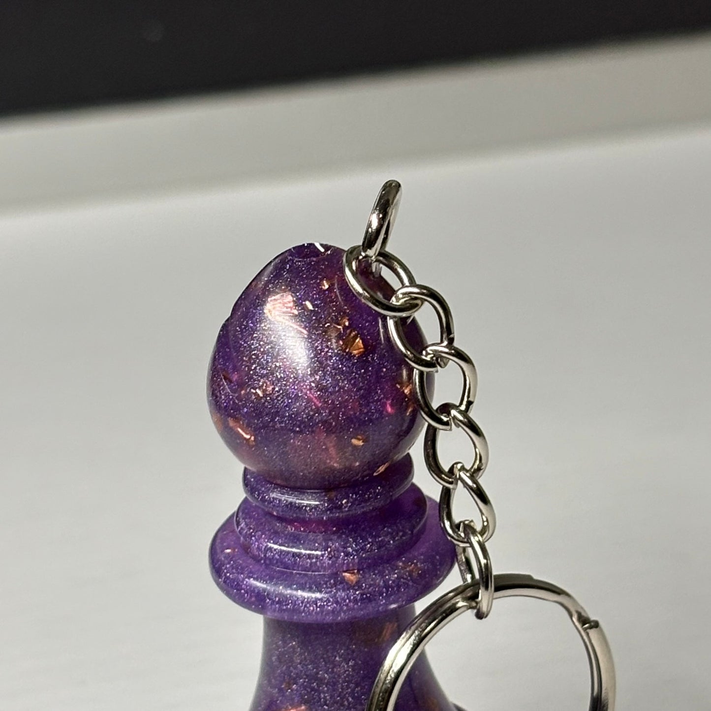 Crystal Bottom Purple Bishop - Handmade Resin Keychain - Large Edition