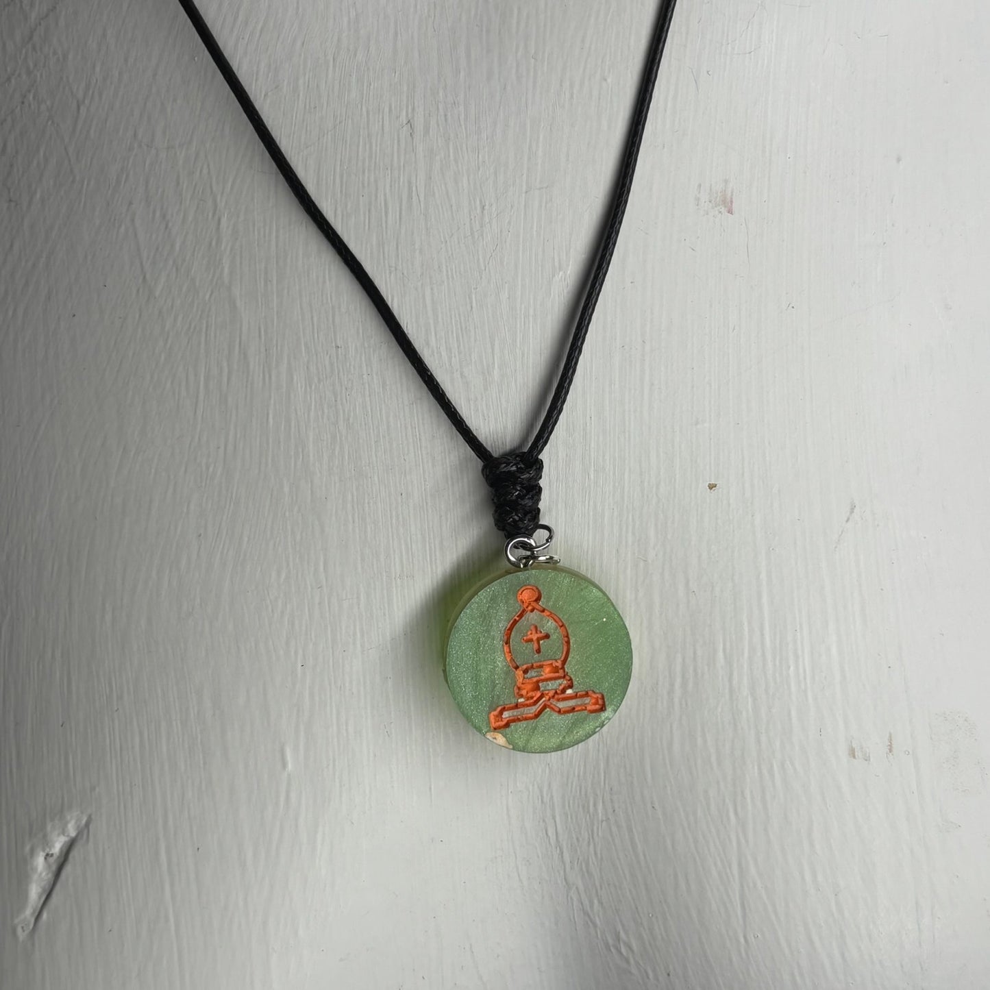 Green Bishop - Handmade Resin Chess Necklace
