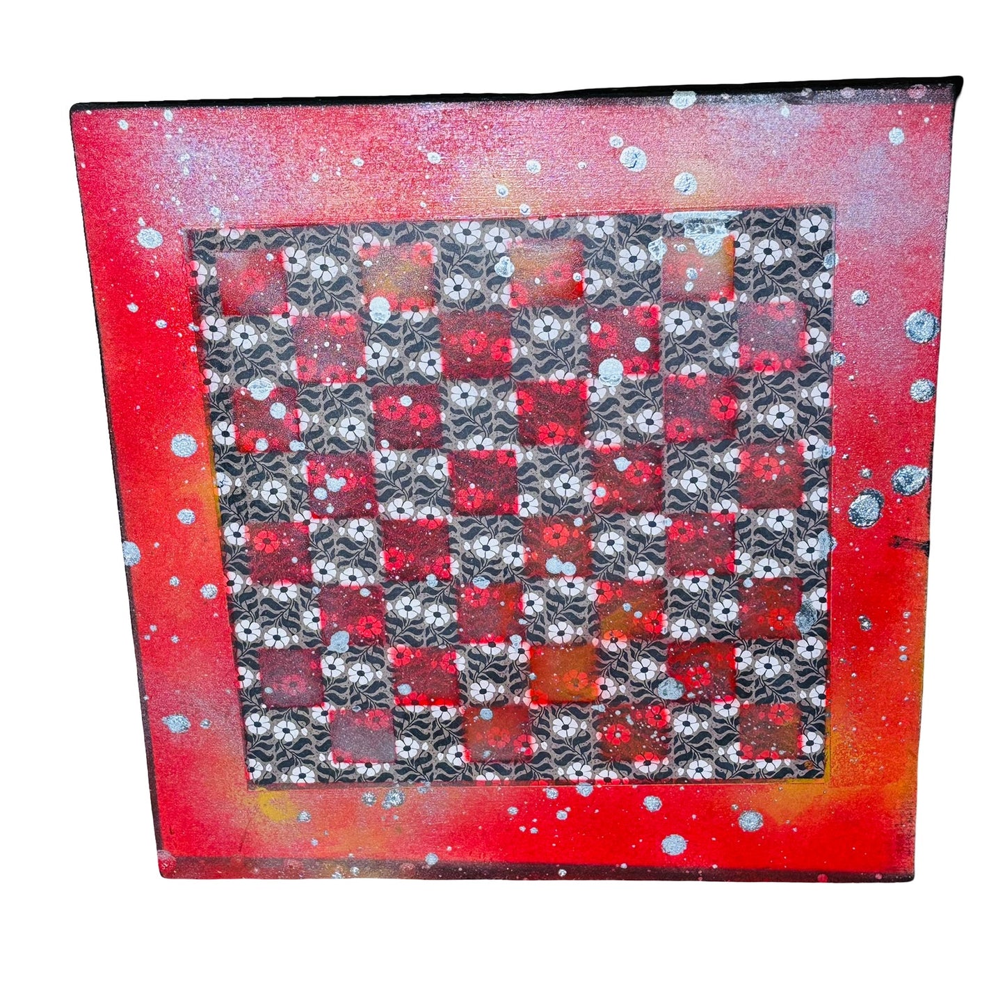 Red Dripped Vintage Pattern - Large Scrapbook Chess Board