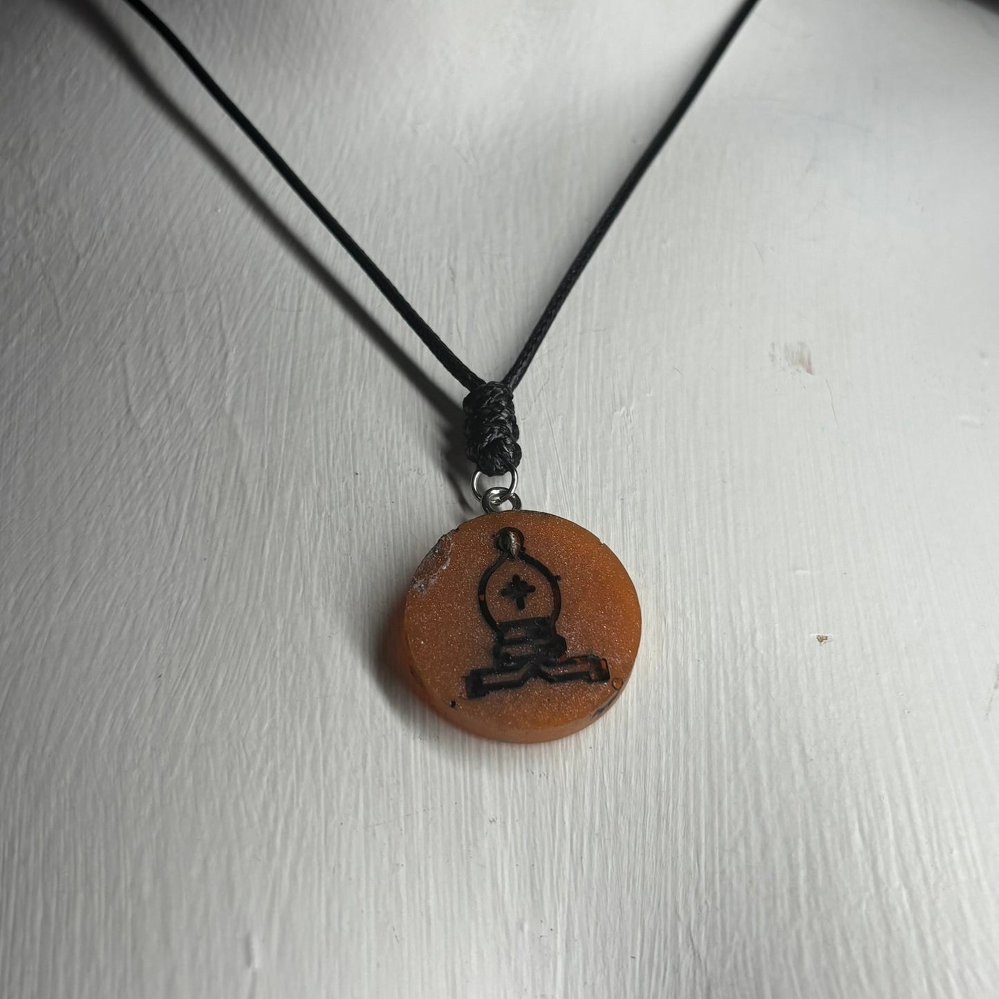 Orange Dark Bishop - Handmade Resin Chess Necklace