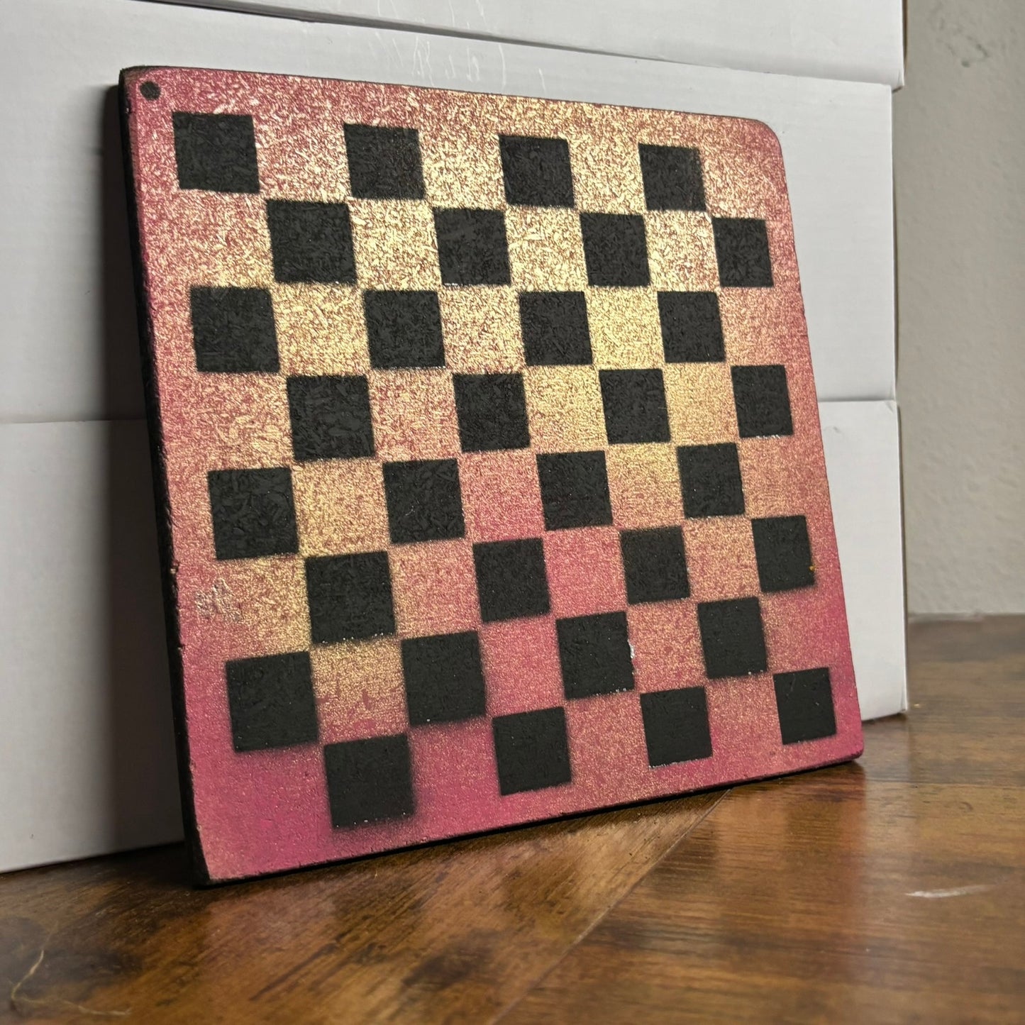 Peach Sunshine - Painted Double Sided Chess Board