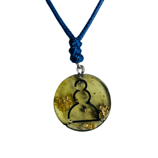 Lime Yellow Pawn - Handmade Resin Chess Necklace