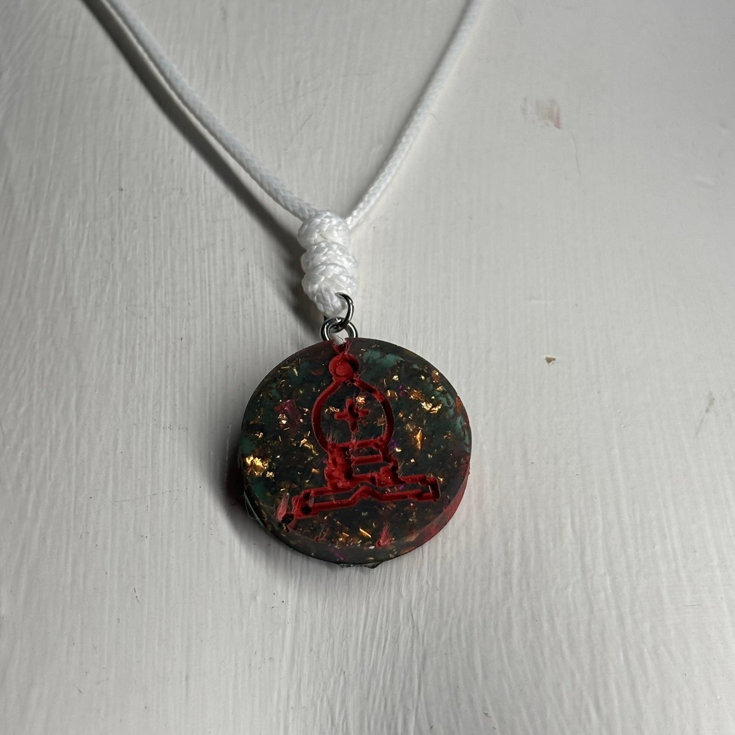 Green Forest Bishop - Handmade Resin Chess Necklace