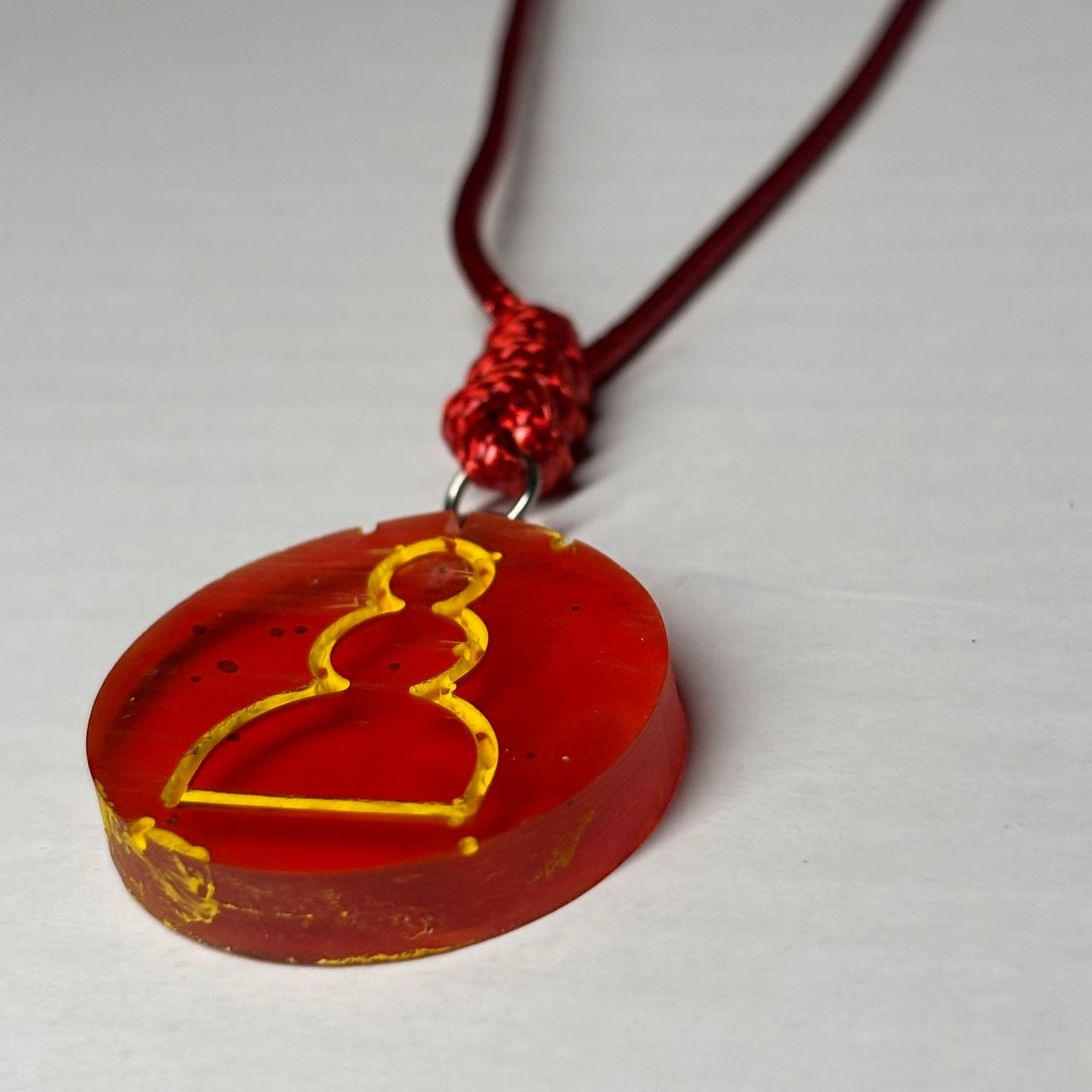 Cherry Red Pawn - Handmade Resin Chess Necklace