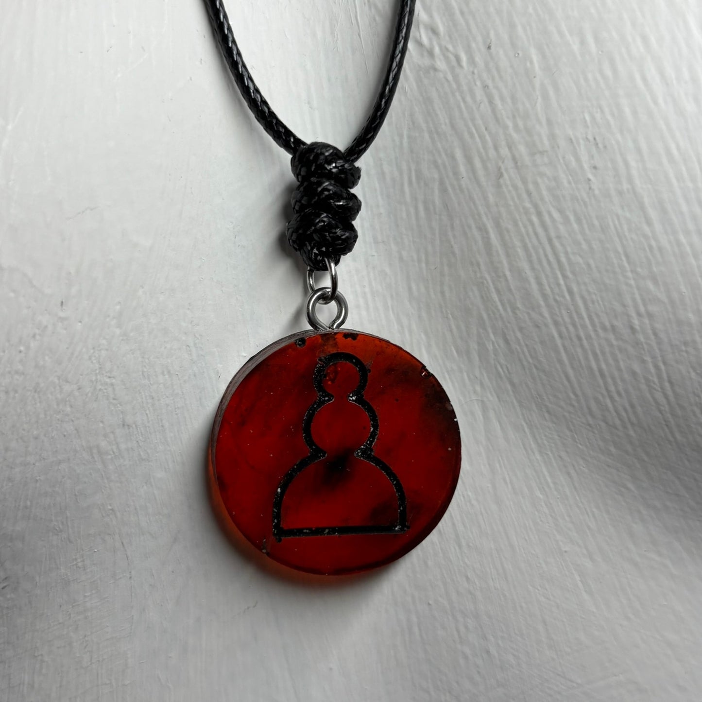 Dark Red Pawn - Handmade Resin Chess Necklace