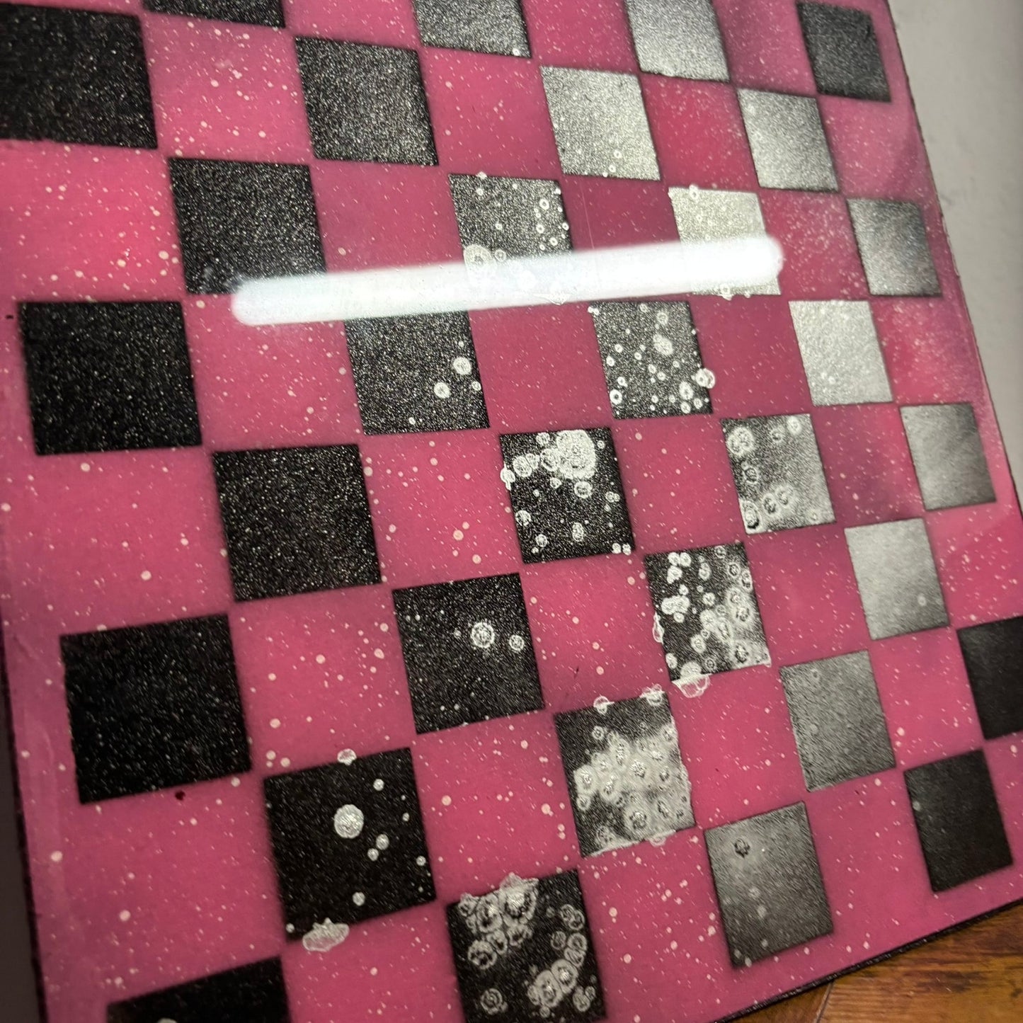 Pink Chrome Black - Resin Coated Chess Board