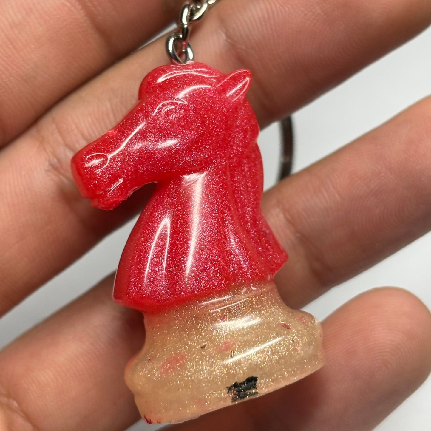 Red Cream Knight - Handmade Resin Keychain