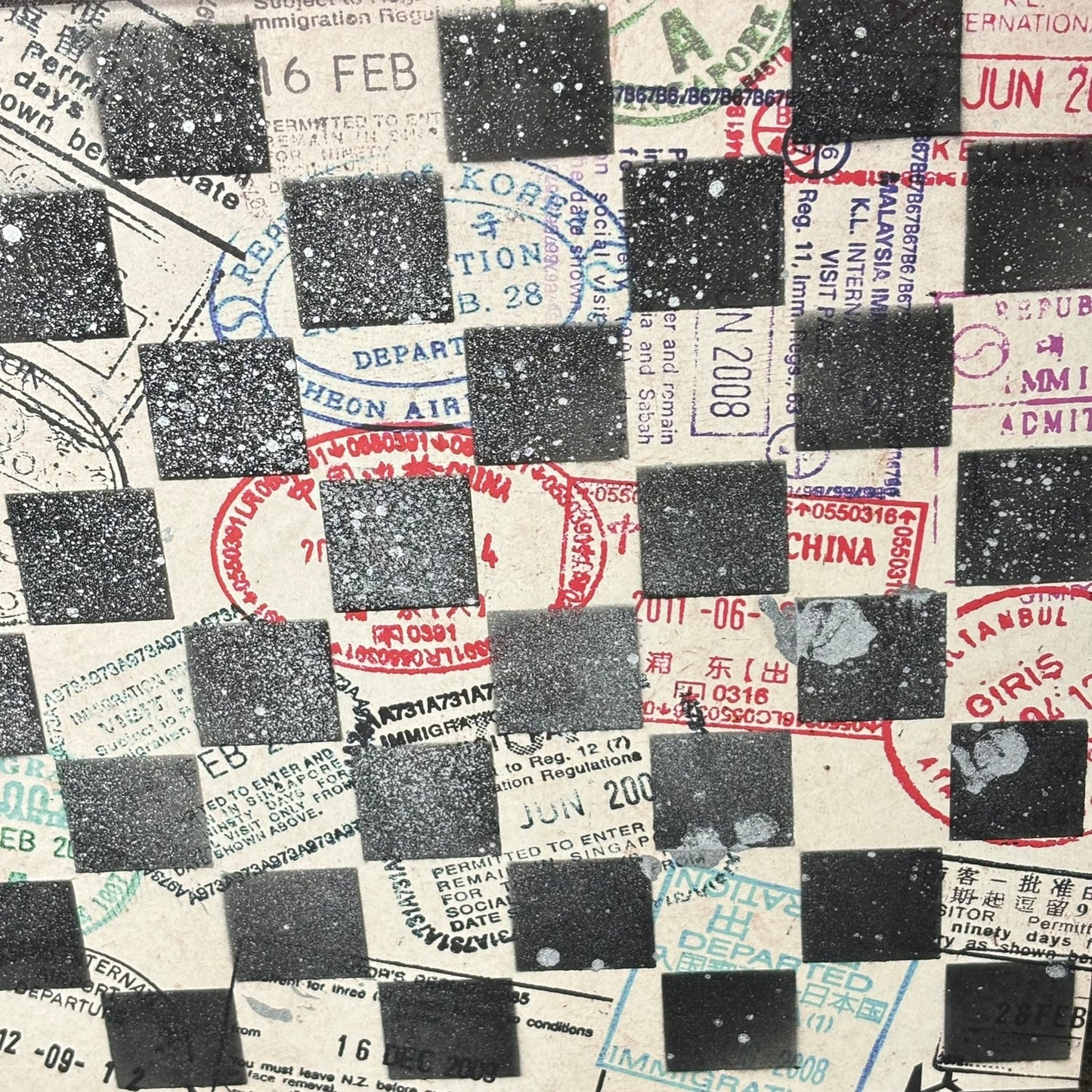 Vintage Stamps - Scrapbook Chess Board