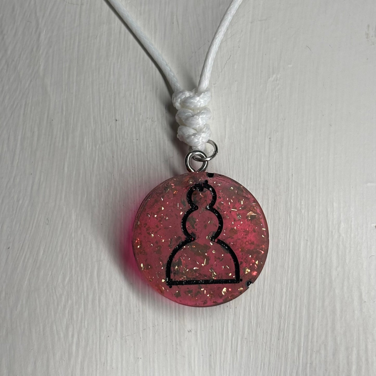 Red Crystal Pawn - Handmade Resin Chess Necklace