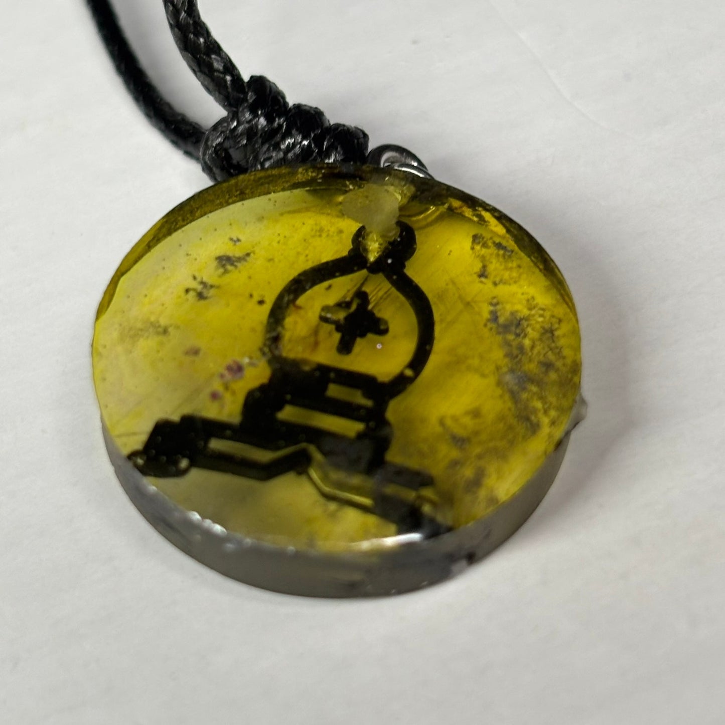 Rustic Yellow Bishop - Handmade Resin Chess Necklace