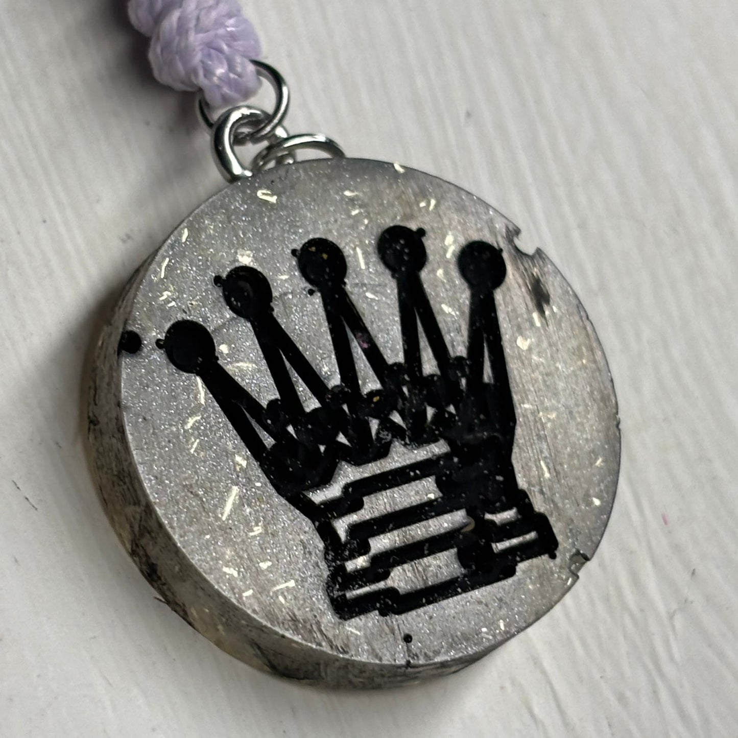 Gray Queen - Handmade Resin Chess Necklace