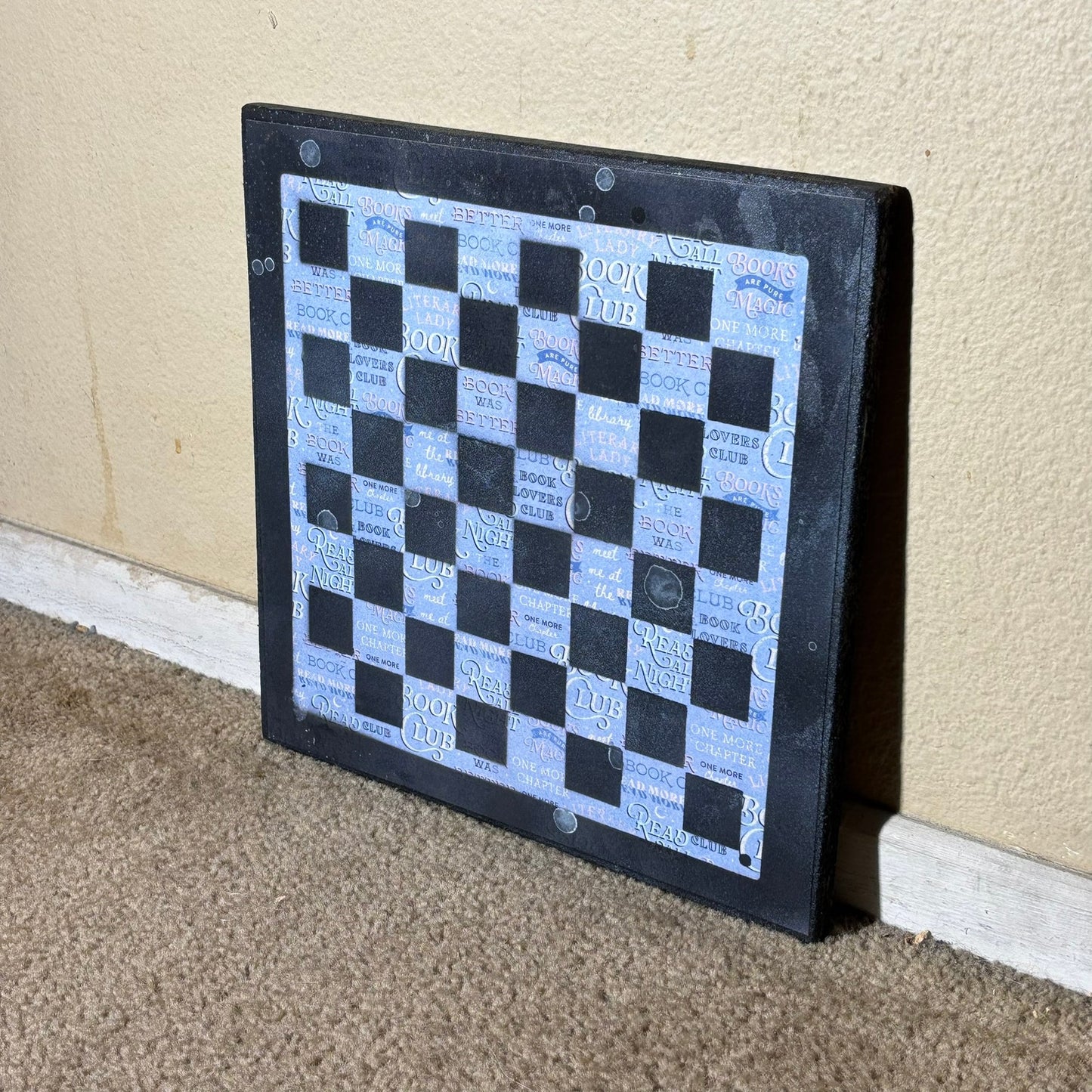 Blue & Black Wording - Scrapbook Chess Board