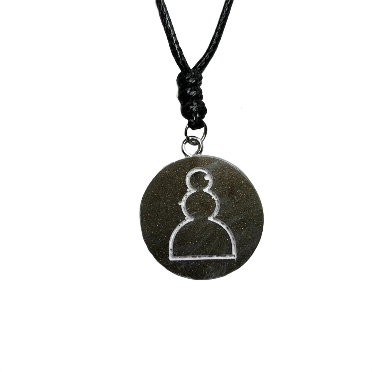 Smooth Dark Green Pawn - Handmade Resin Chess Necklace