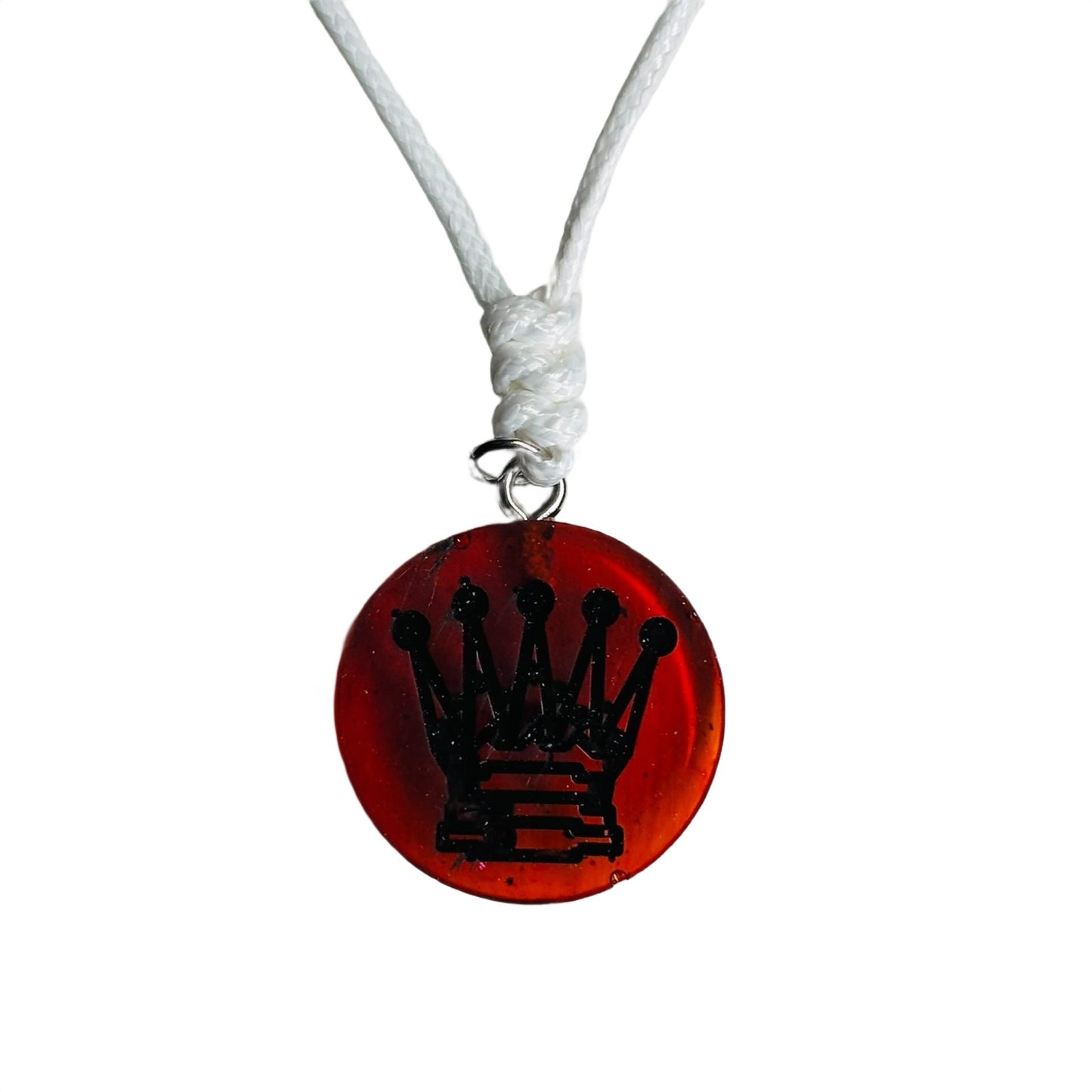 Warm Red Queen - Handmade Resin Chess Necklace