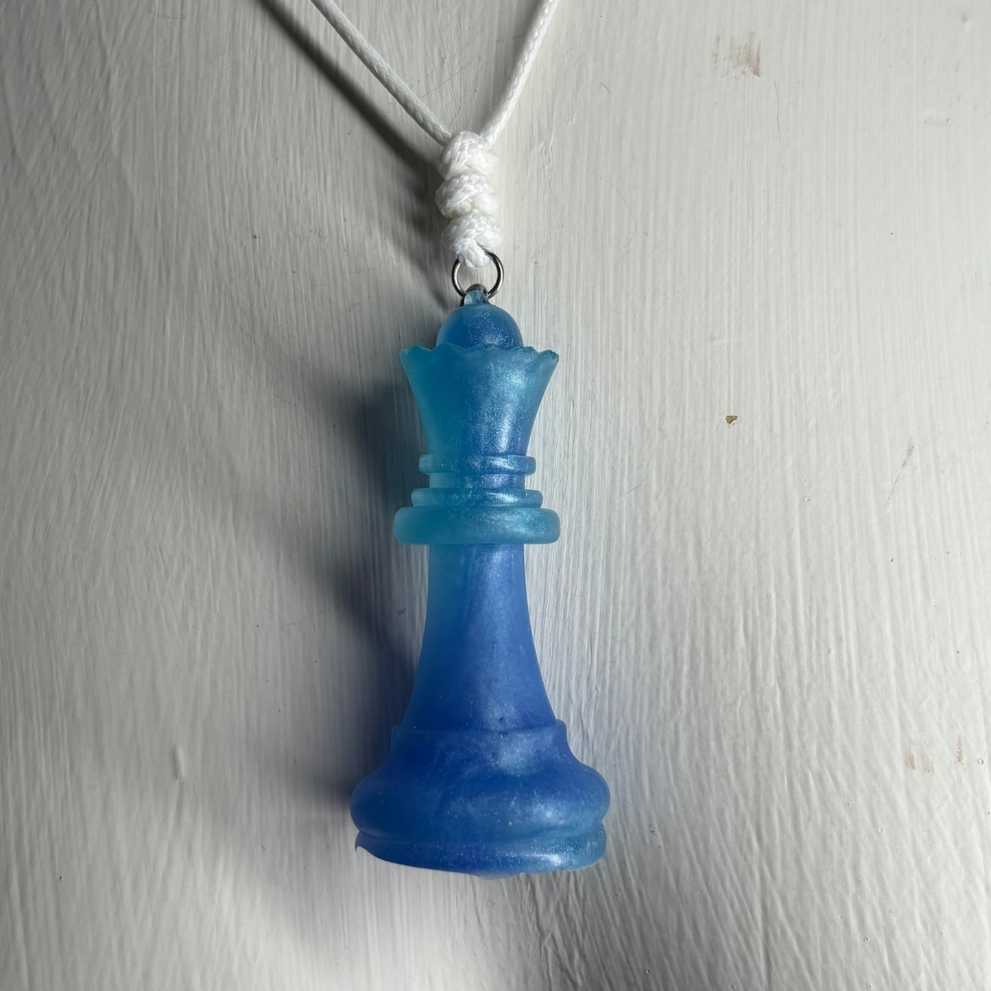 Shinning Blue Queen - Handmade Resin Chess Necklace