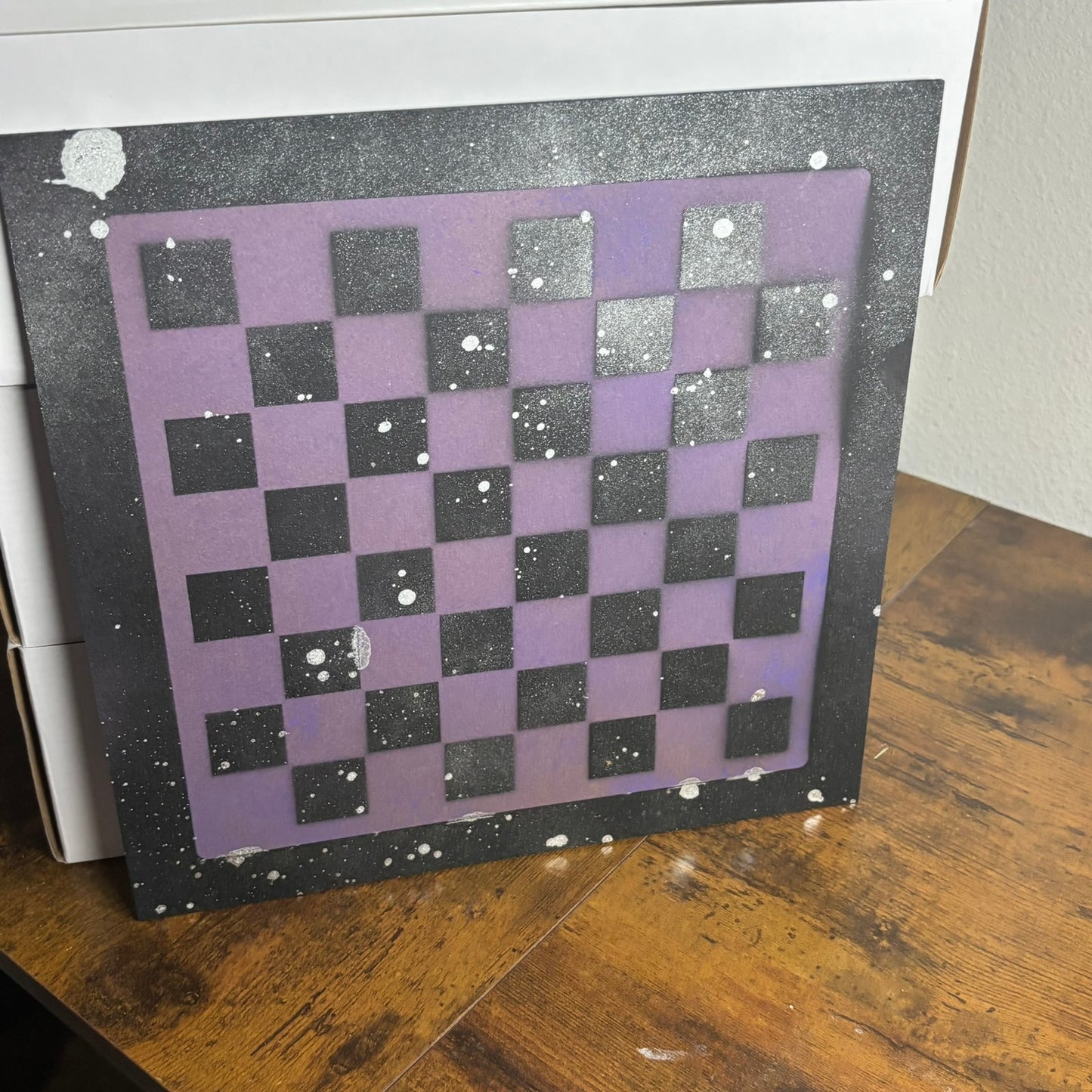Black & Purple - Painted Chess Board