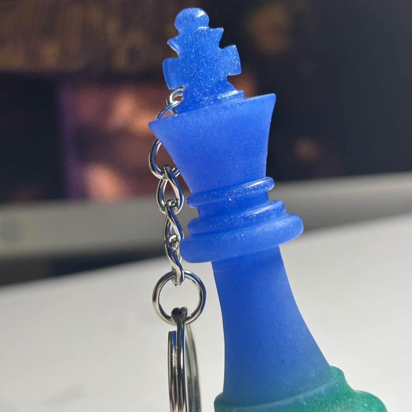 Blue/Green King - Handmade Resin Keychain