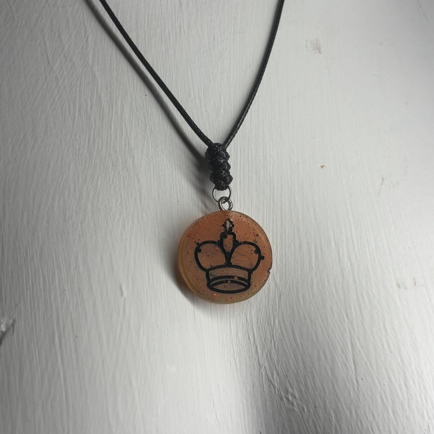 Spotted Orange King - Handmade Resin Chess Necklace