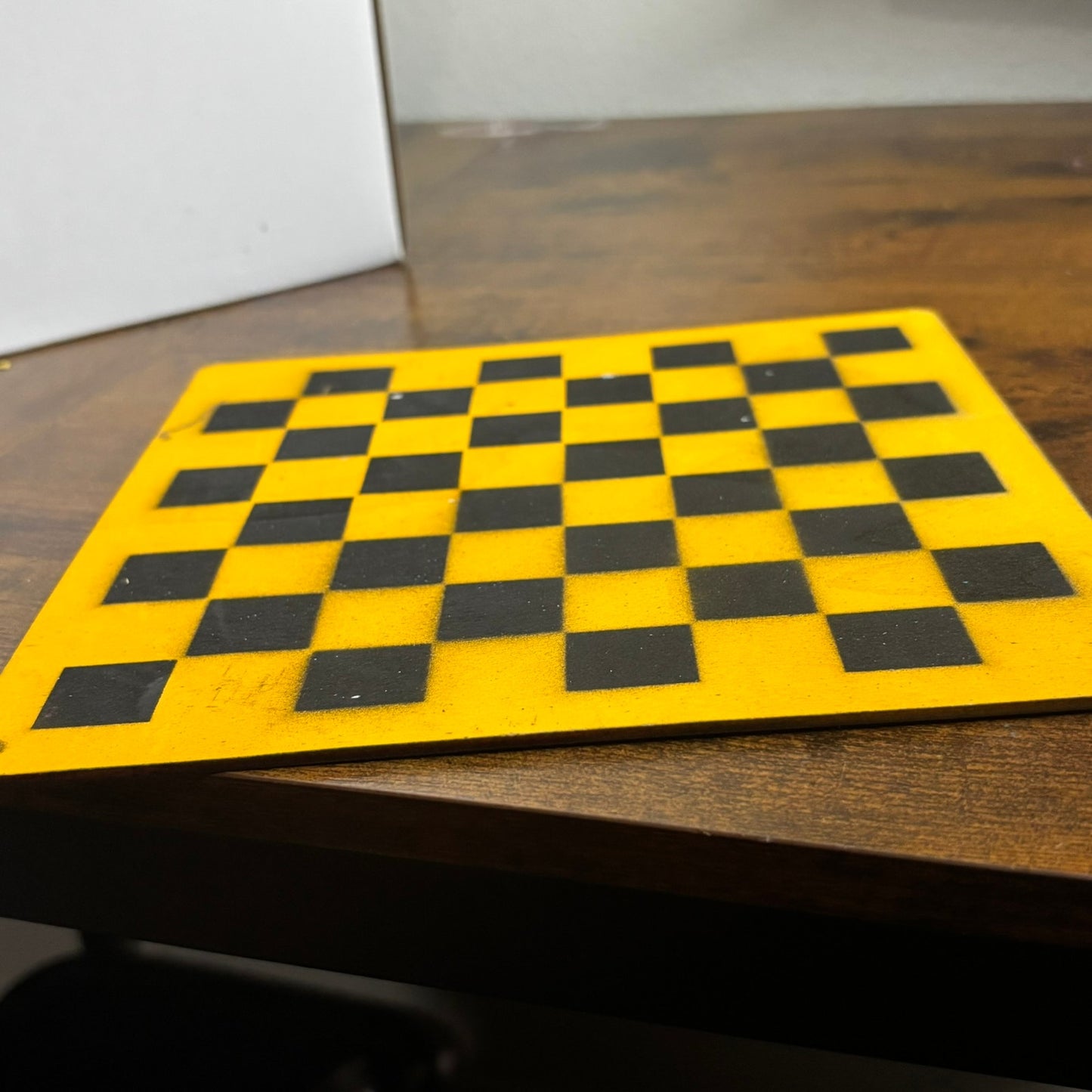 Yellow & Black - Painted Thin Wooden Chess Board